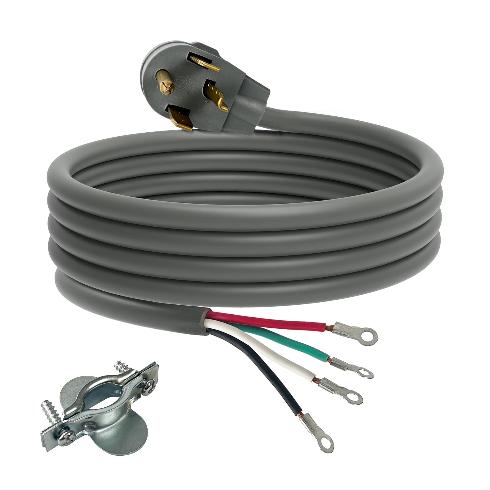 Greatide 4 Prong Dryer Cord, 10 Ft 10/4 Srdt, 30 Amp Appliance Extension Power Cord, Nema 14 30, Grey