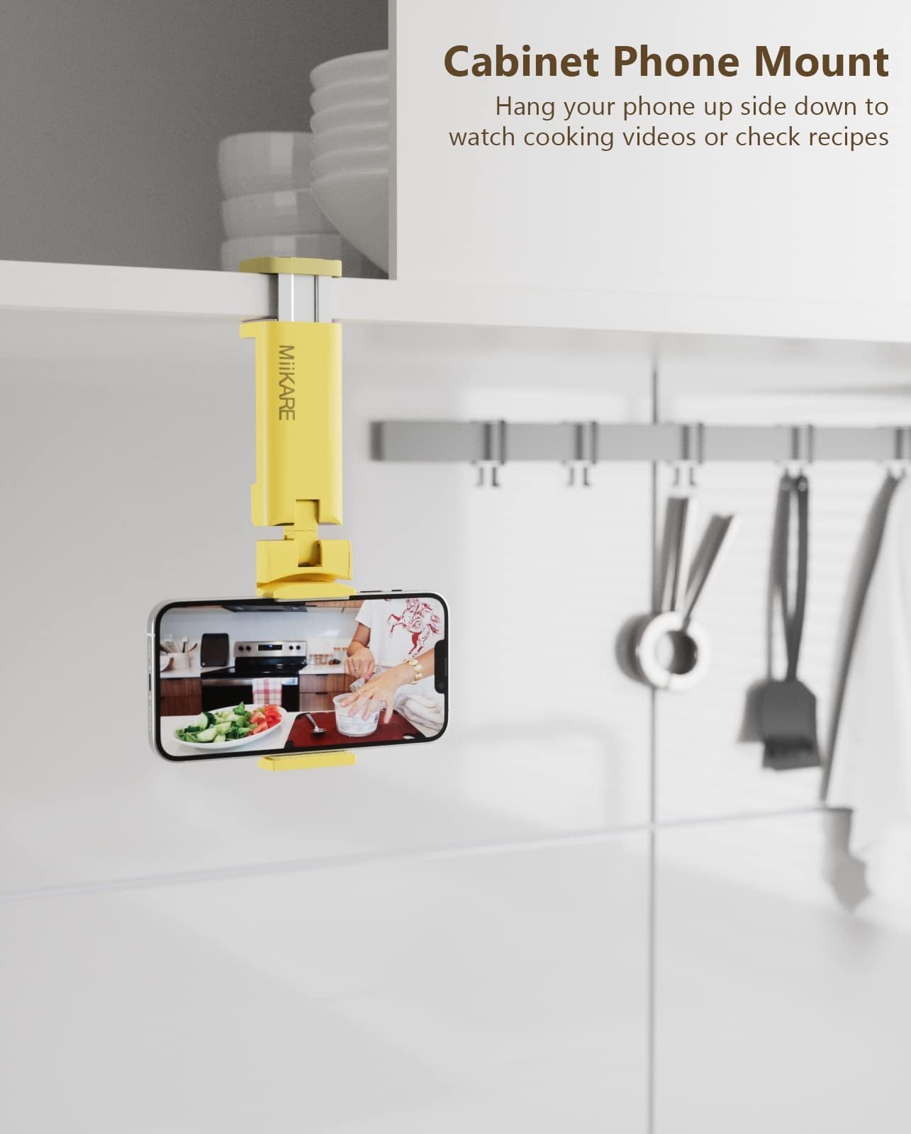 Miikare Yellow Phone Holder, Universal Portable Electronic Device Mount For Flying, 360 Degree Rotation, Compatible With Iphone,