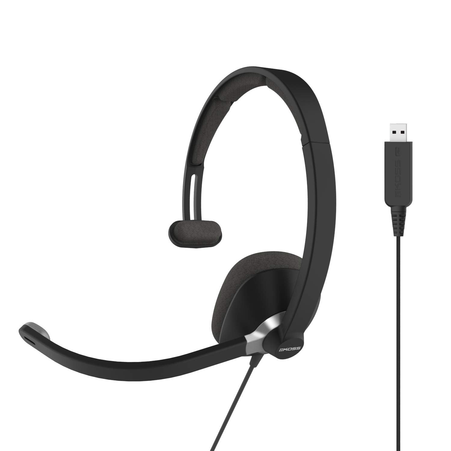 Koss CS295-USB Single-Sided On-Ear Communication Headset, Noise Cancelling Electret Microphone, Flexible Microphone Arm, Wired w