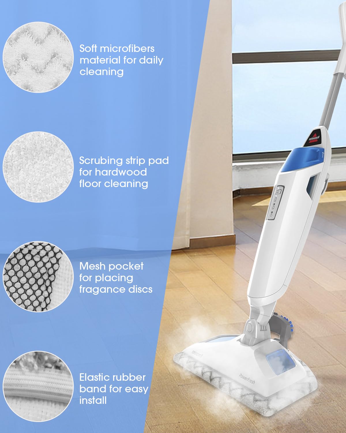 Dovcleing 8 Pack Steam Mop Replacement Pads For Bissell Powerfresh Steam Mop 1940 1440 1544 1806 2685A 2075 Series 1940A 19402 1