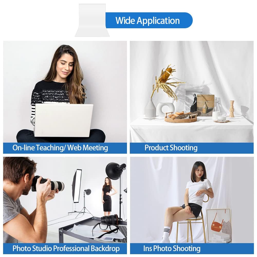White Photography Backdrops For Photoshoot, Hemmotop 10X8 Ft White Photo Backdrop Background Curtain, For Video Recording, Photo