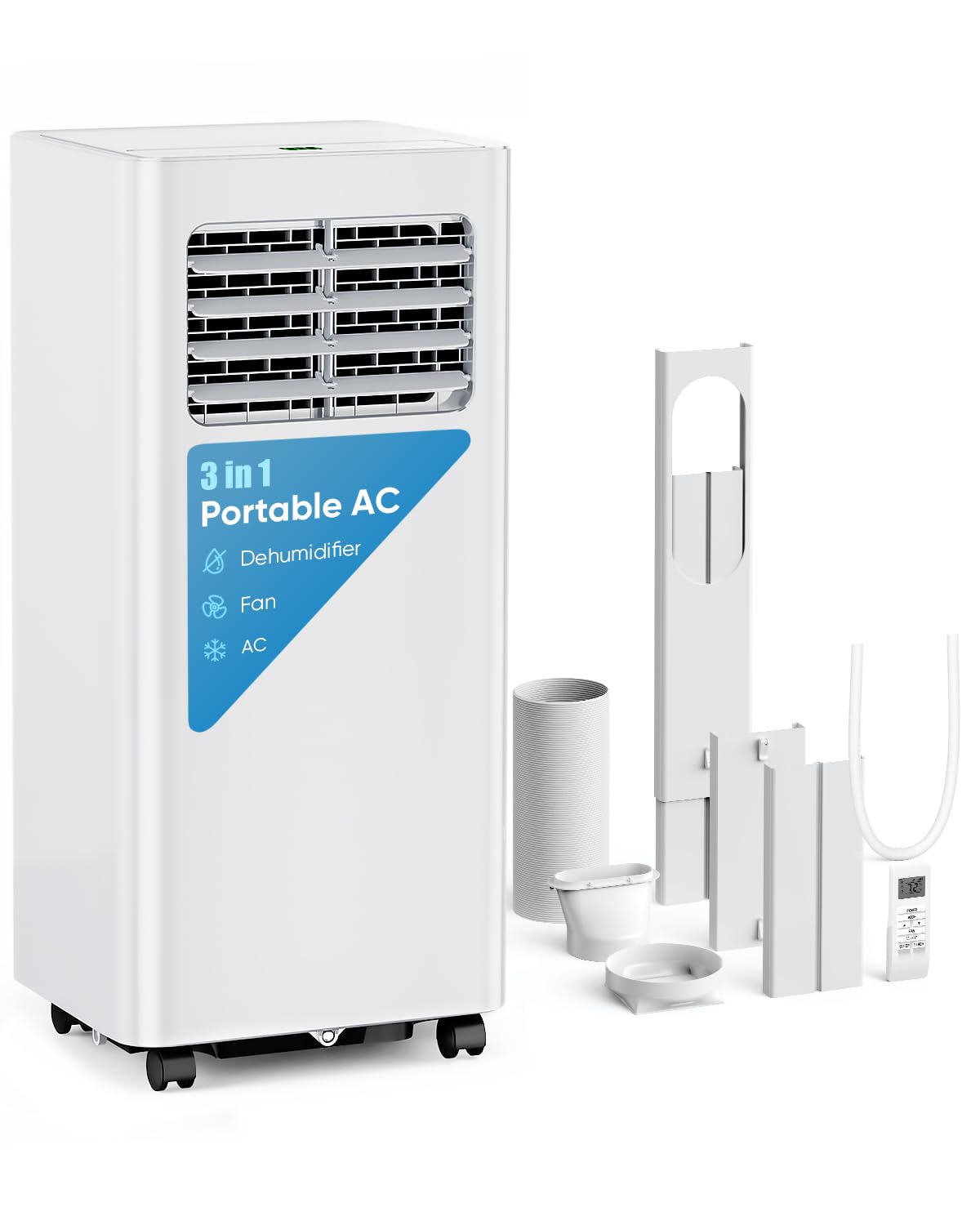 Feelfunn 10,000 BTU Portable Air Conditioner - Cools 450 Sq. Ft., 3-in-1 Portable AC Unit with Cool/Fan/Dehumidifier/Sleep, Quie