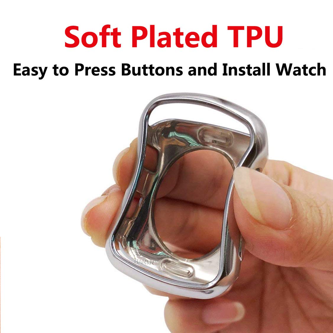 Hankn Case For Apple Watch Series 9 8 7 45Mm /Series 6 5 4 Se 44Mm, Plated Shiny Soft Tpu Cover Iwatch Bumper [No Front Screen P