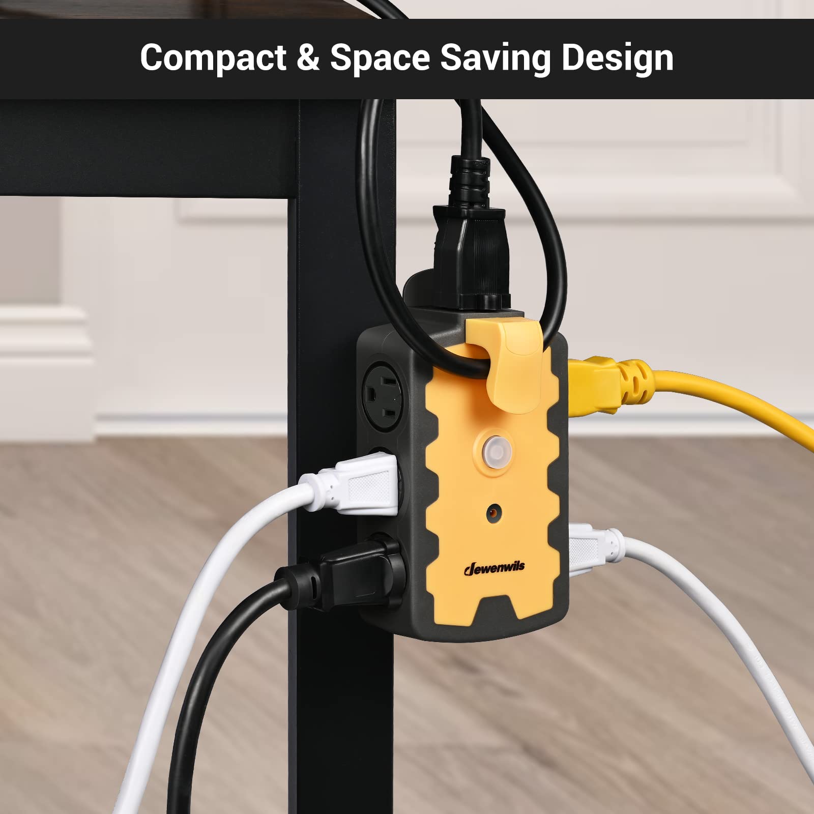 Dewenwils Extension Cord Plug Adapter, Heavy Duty 6 Outlet Splitter, 3 Prong Grounded Multi Plug Extender For Indoor Outdoor Ext