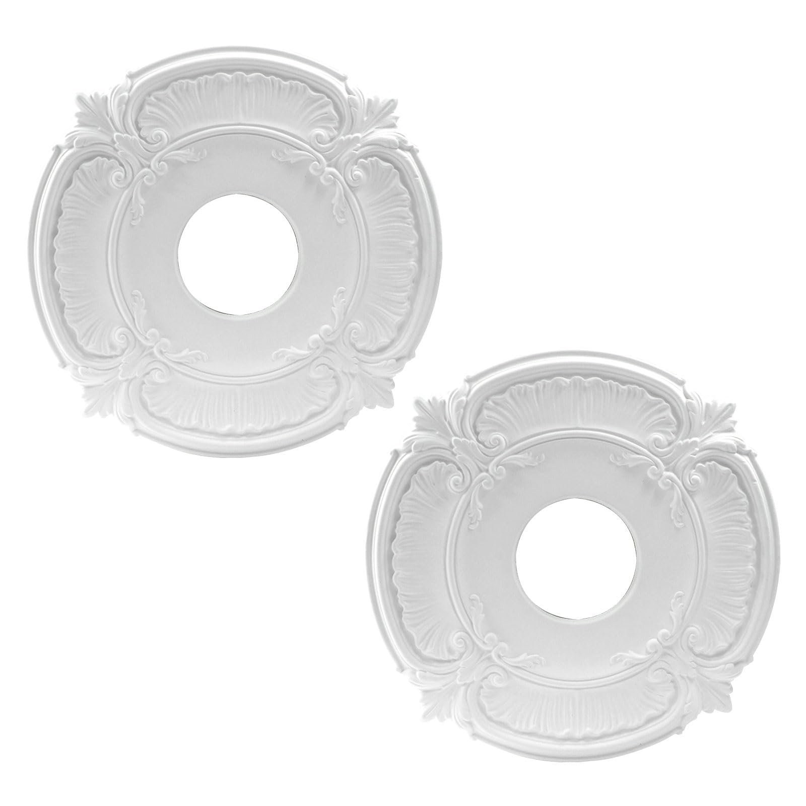 HARSKIYER 2 Pack PU Ceiling Medallion for Chandeliers, 12 Inch OD x 3.5 Inch ID Chandelier Medallion Ceiling Fan Decorative Plat