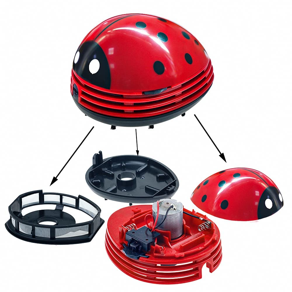 E Ecsem Cute Portable Cartoon Mini Desktop Vacuum Cleaner Table Dust Crumb Sweeper(Red#002)