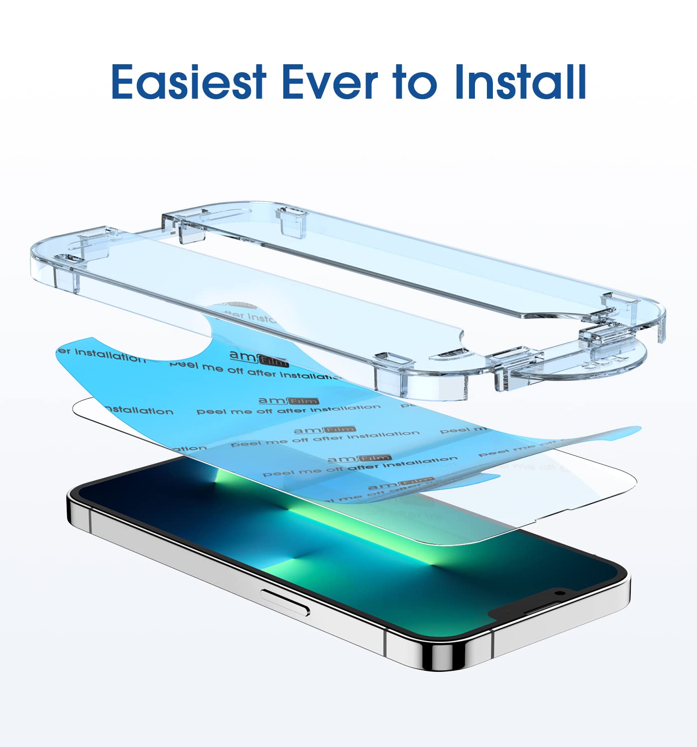 Amfilm Tempered Glass Screen Protector + Camera Lens Protector For Iphone 13 Pro Max 6.7, Easy Onetouch Installation, Auto-Align