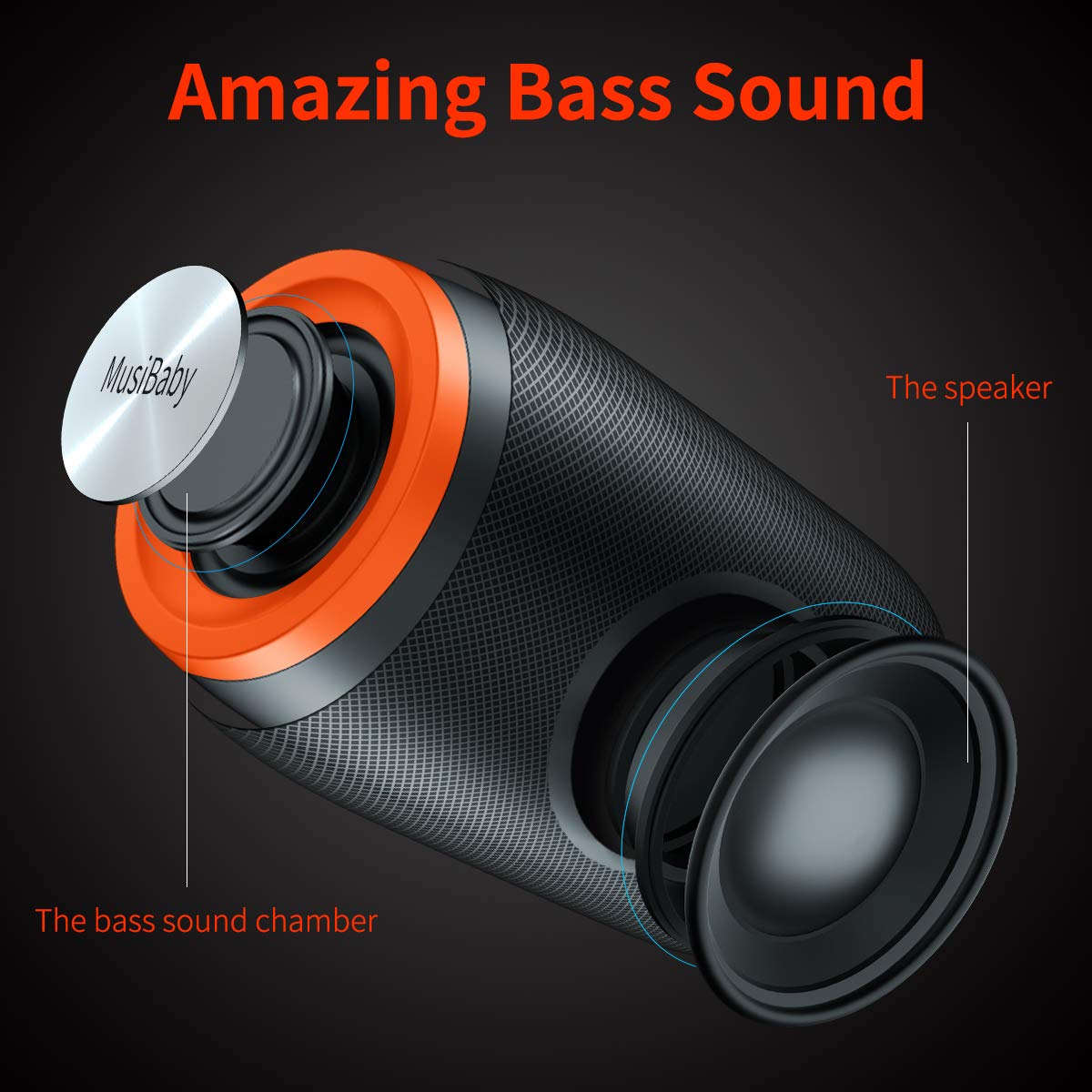 Bluetooth Speaker,Musibaby Speakers Bluetooth Wireless,Waterproof,Outdoor,Portable Speaker With Stereo Sound,Booming Bass,Dual P