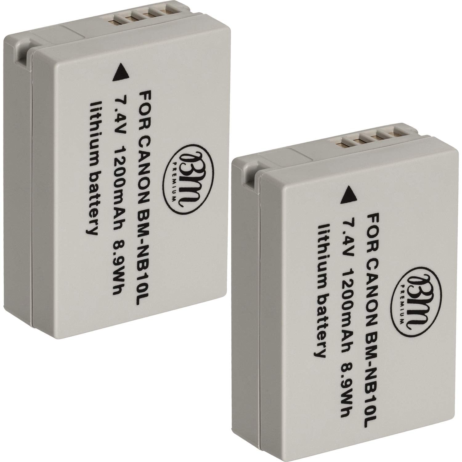 BM Premium (2 Pack NB 10L Battery for Canon PowerShot G1 X, G3 X, G15, G16, SX40 HS, SX50 HS, SX60 HS Digital Camera