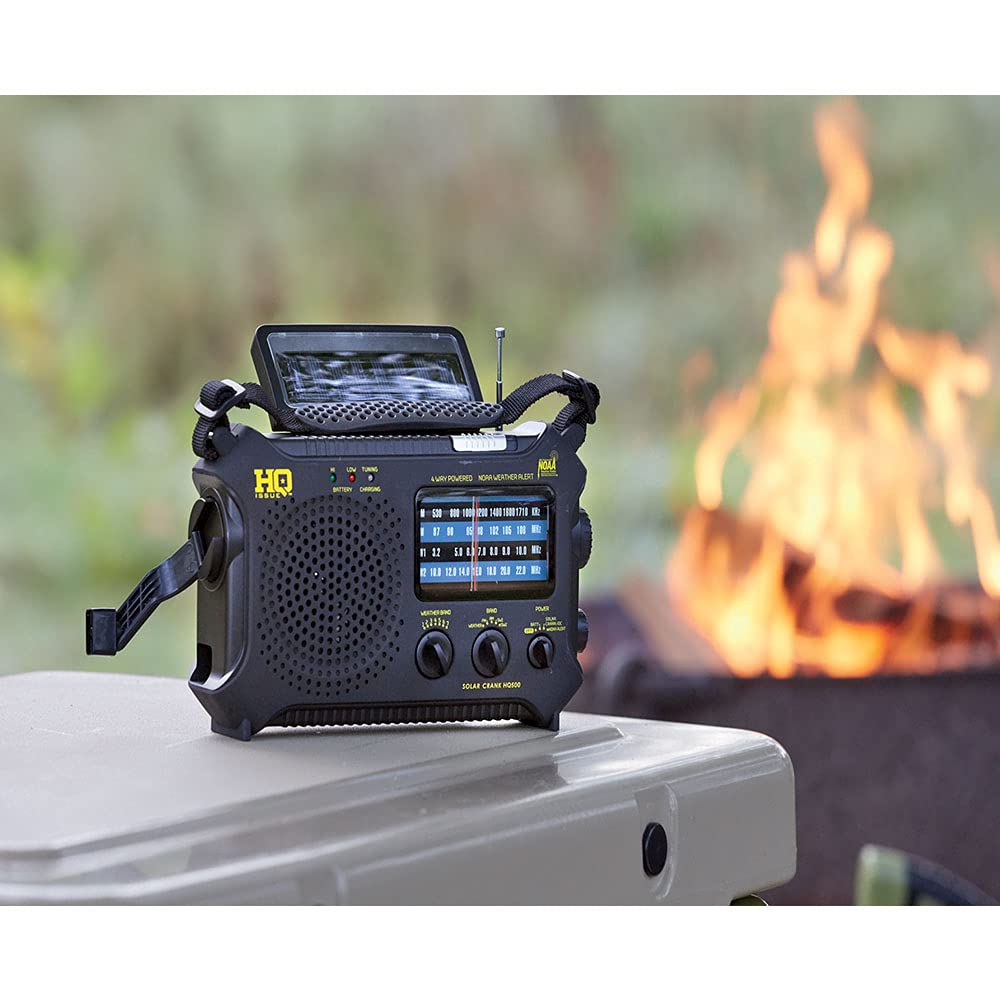 Hq Issue Dynamo Emergency Radio Hand Crank Solar Portable W/Am Fm, Noaa Weather Alert, Shortwave, & Flashlight, Black Black