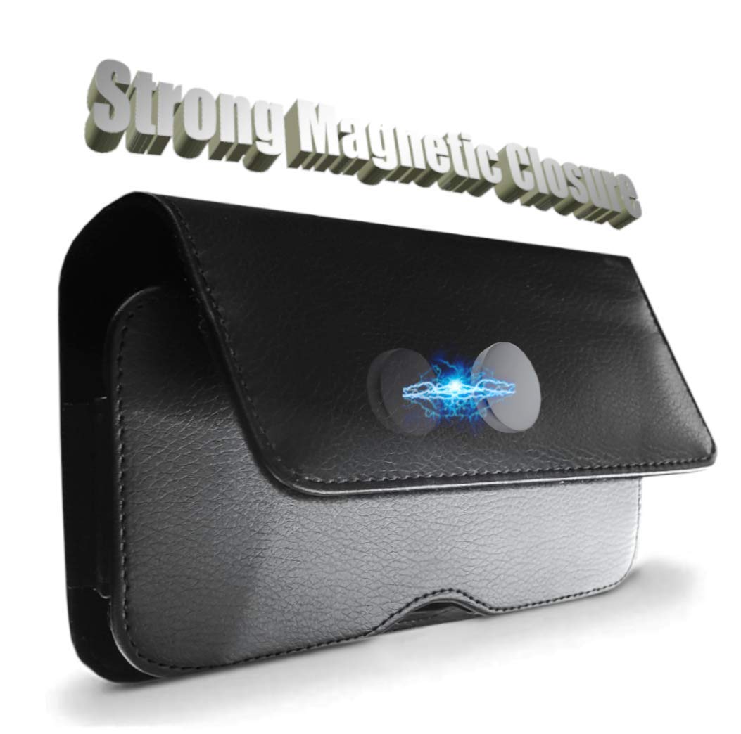 Ah Phone Belt Holder Phone Holster Pouch With Magnetic Cover Leather Belt Pouch For Iphone 15+ 16 Plus, 15 Pro Max, 14 Plus, Iph
