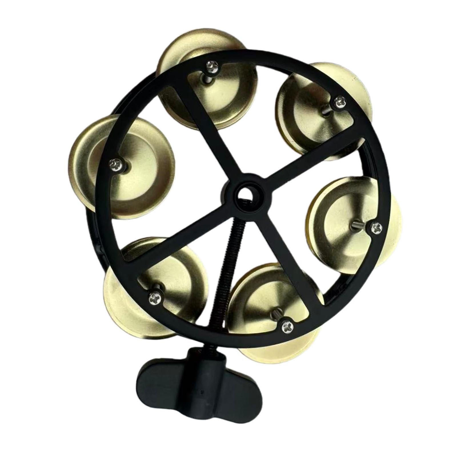 CALANDIS Hi Hat Tambourine Compact With Metal Jingles For Concert Kids Adults Parties Black Gold | | Tambourines | Hand Percussi
