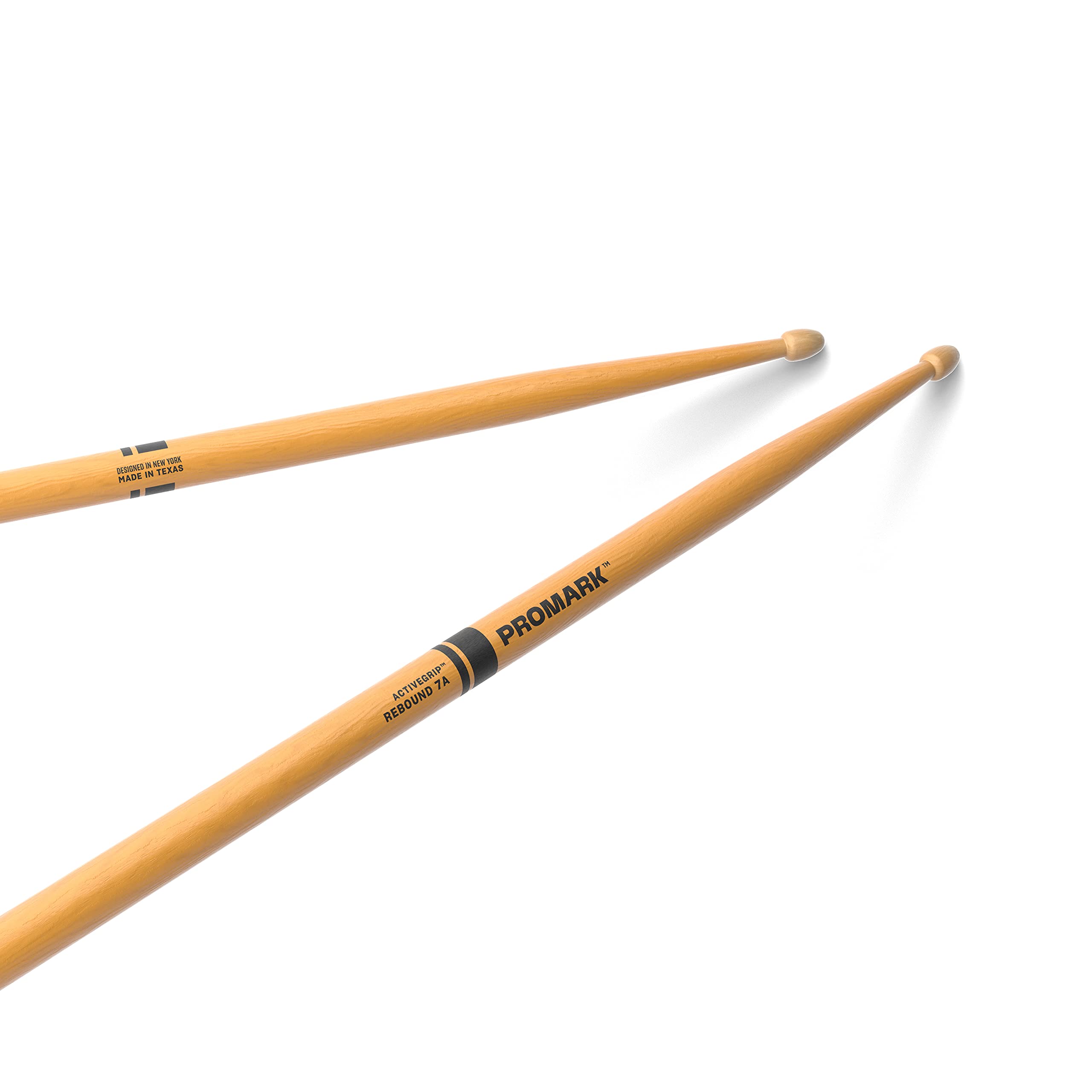 ProMark Forward Rebound 7A ActiveGrip Drumsticks, R7AAGC, Tacky Active Grip Finish, Clear Drum Sticks, Acorn Tip, Hickory Wood -