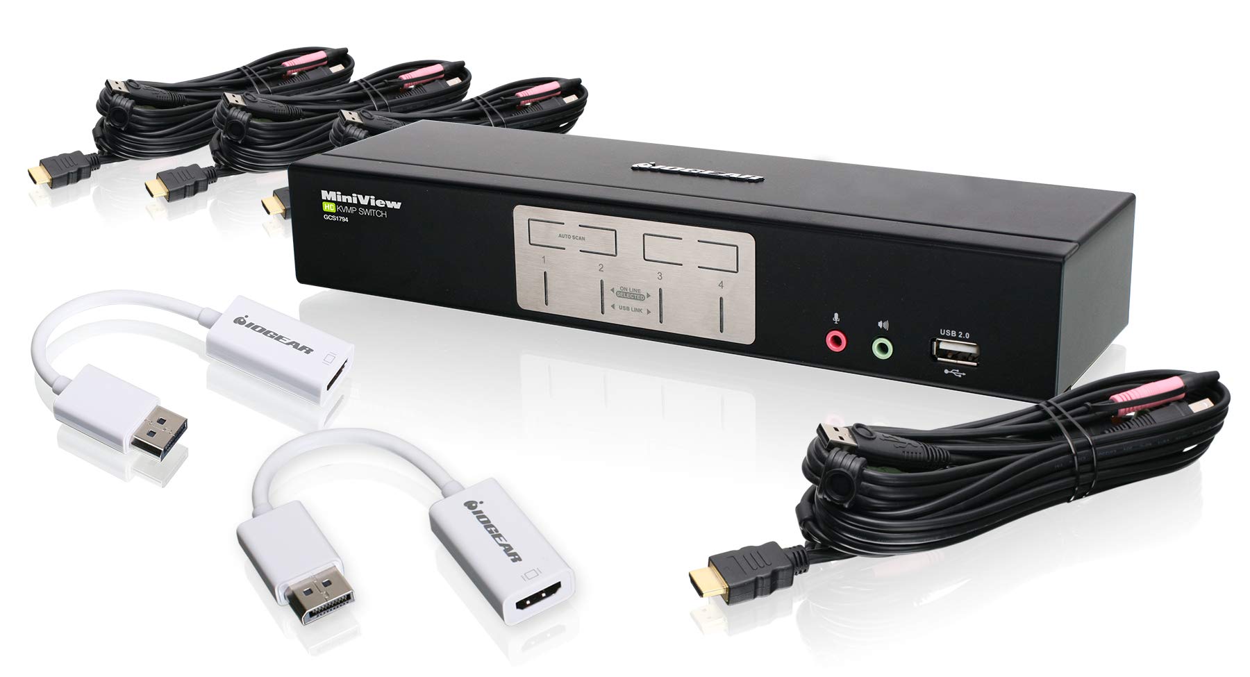 4-Port Hdmi Kvmp Switch With Displayport Adapters Taa Compliant