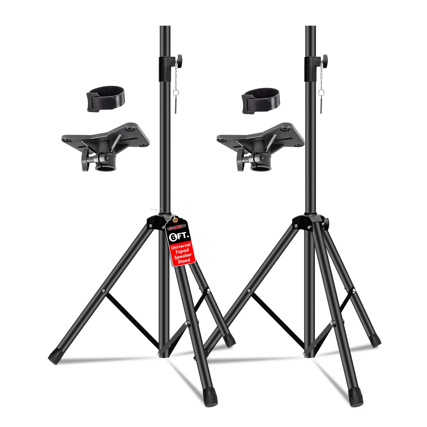 5 Core Speaker Stand Tripod Pair Floor Tall Adjustable Up to 72 Inch DJ Studio Monitor Stands Pole Mount (Yellow)
