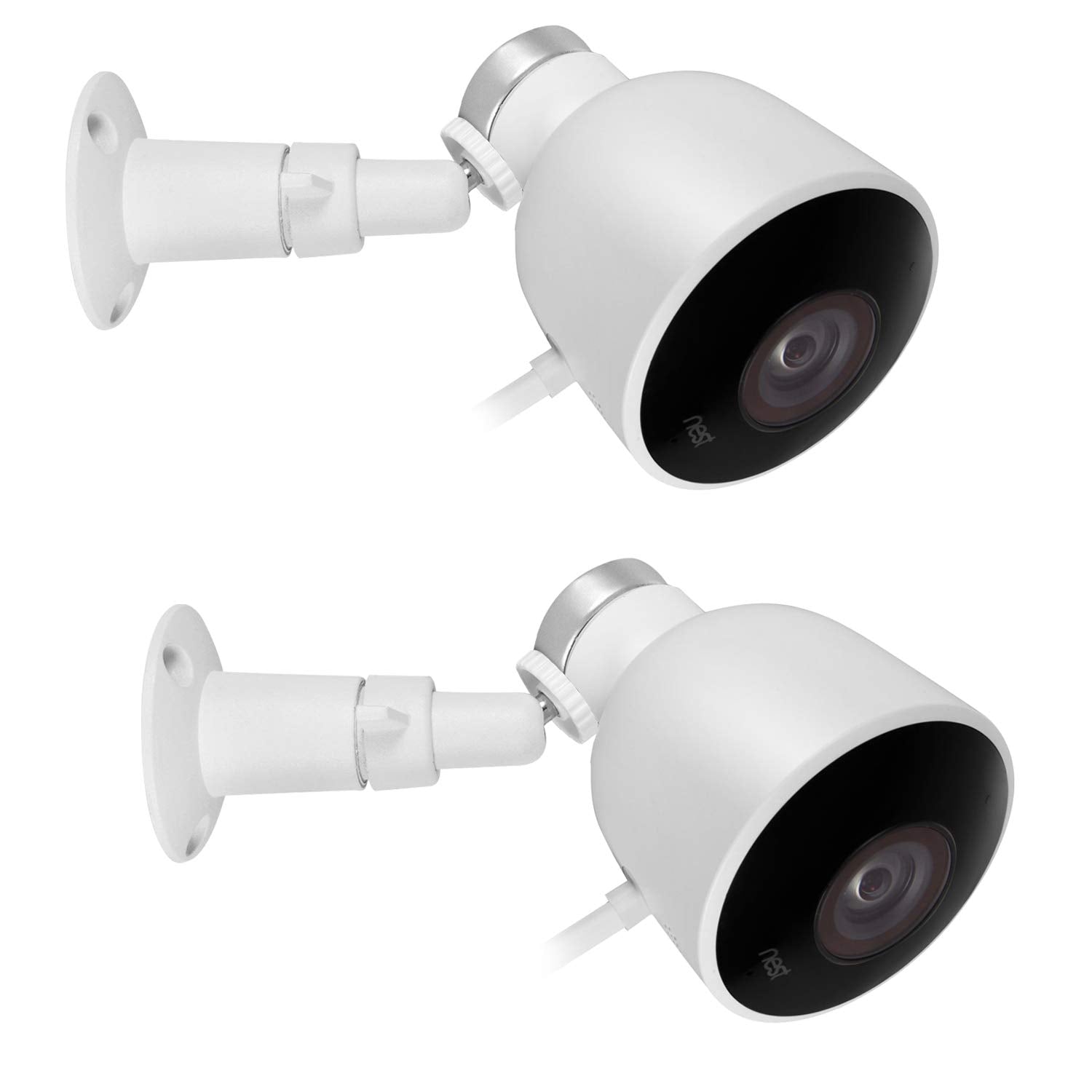 Holaca Compatible For Nest Cam Wall Mount Versatile Aluminum Bracket Compatible For Nest Cam Outdoor Security Camera (White Aluminum,2 Pack)