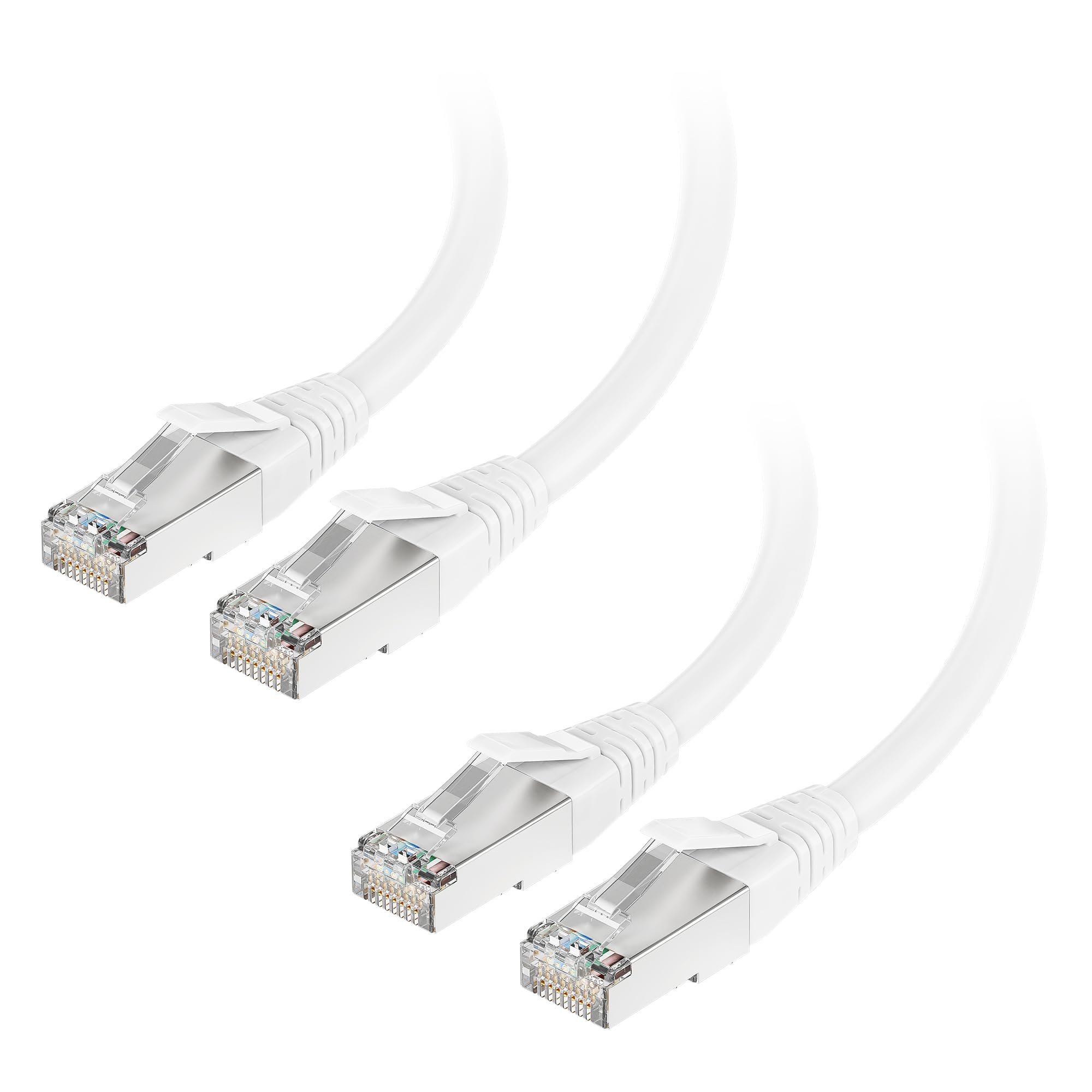 Cable Matters [Certified for Cat8 Compliance] 2 Pack, 40Gbps Shielded Cat 8 Ethernet Cable 5ft in White (2000 Mhz Category 8 Ethernet Cable, Cat8 Internet Cable, Gaming Ethernet Cable)   5 Feet
