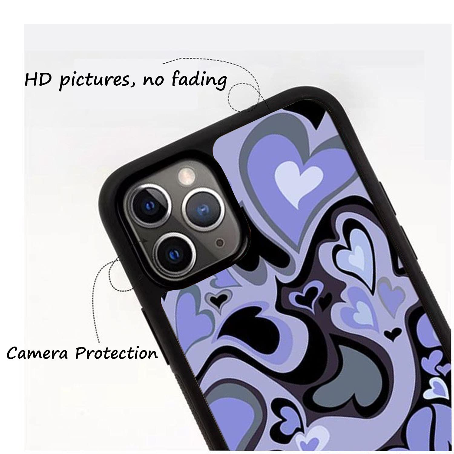 MOKENS Phone Case Slim Soft Protective Plastic Purple Love Heart for iPhone 12/12 Pro