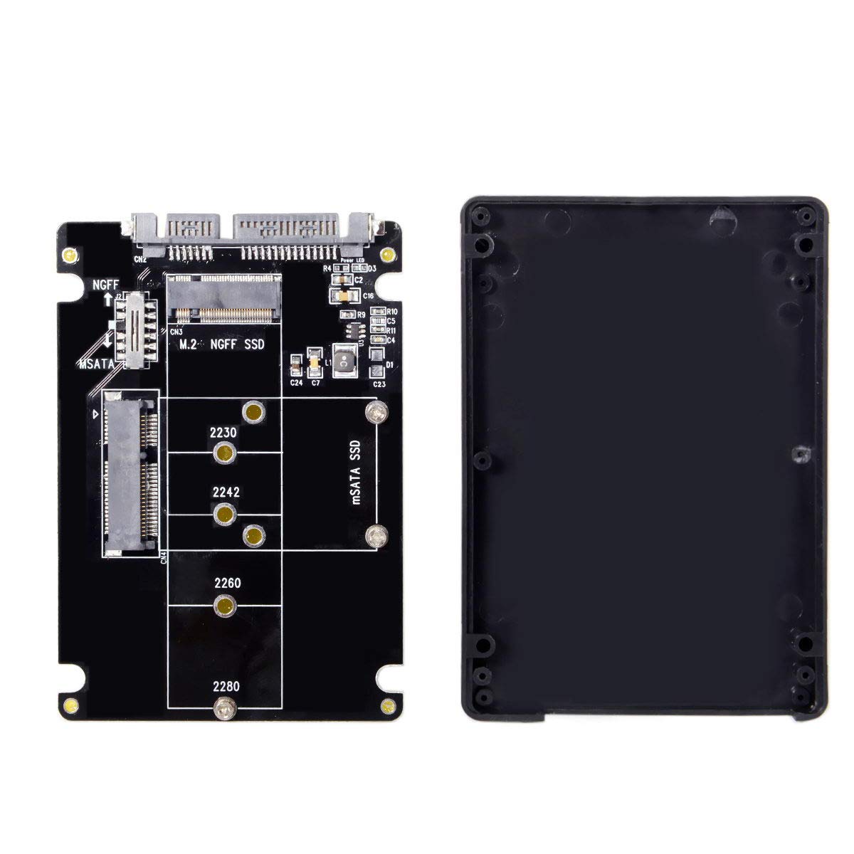 Cablecc Combo M.2 NGFF B-Key & mSATA SSD to SATA 3.0 Adapter Converter Case Enclosure with Switch