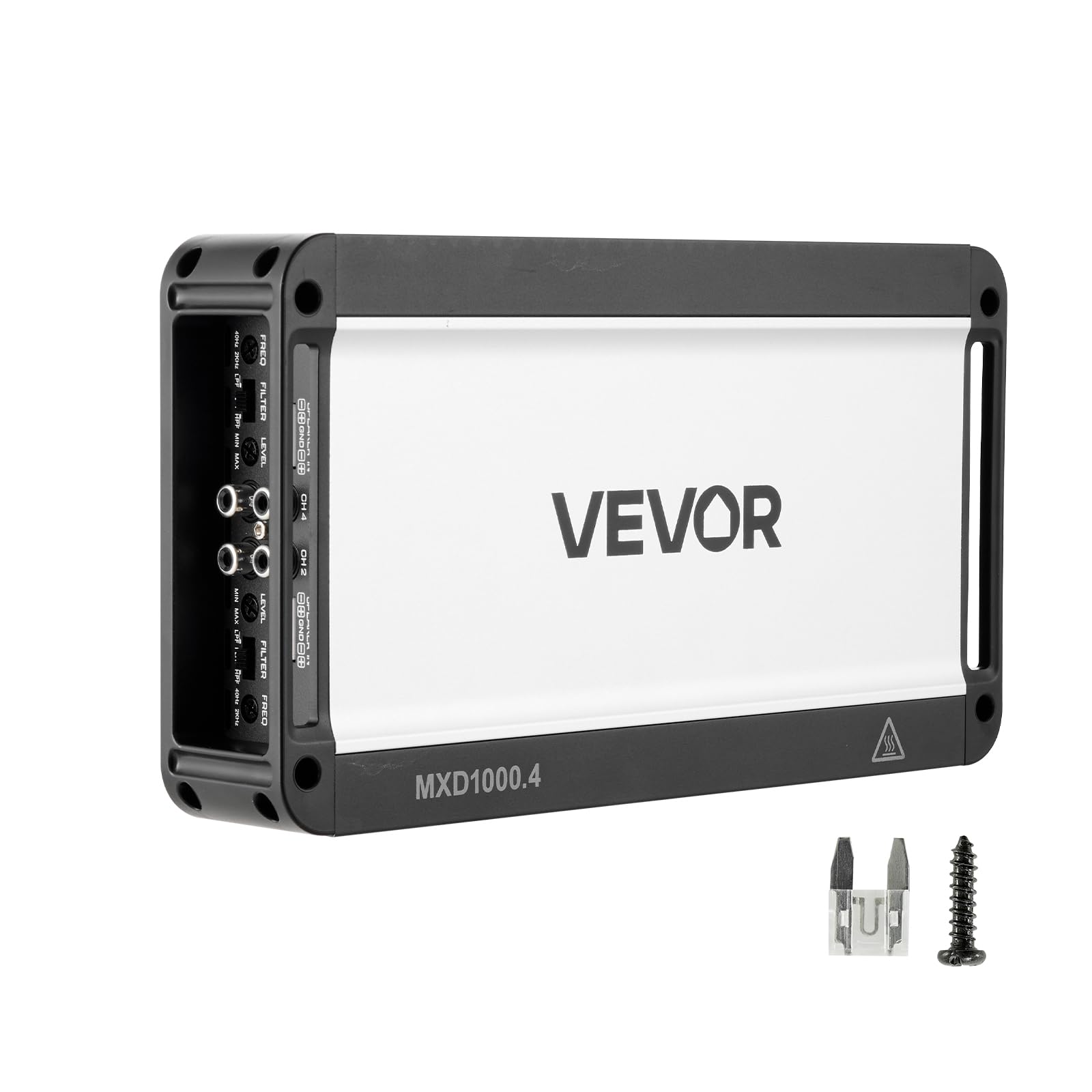 VEVOR 4 Channel Car Audio Amplifier 2 Ohm Stable Bridgeable Class D Full Range Amp Max Power 4 x 500W @ 4 Ohm / 4 x 1000W @ 2 Oh