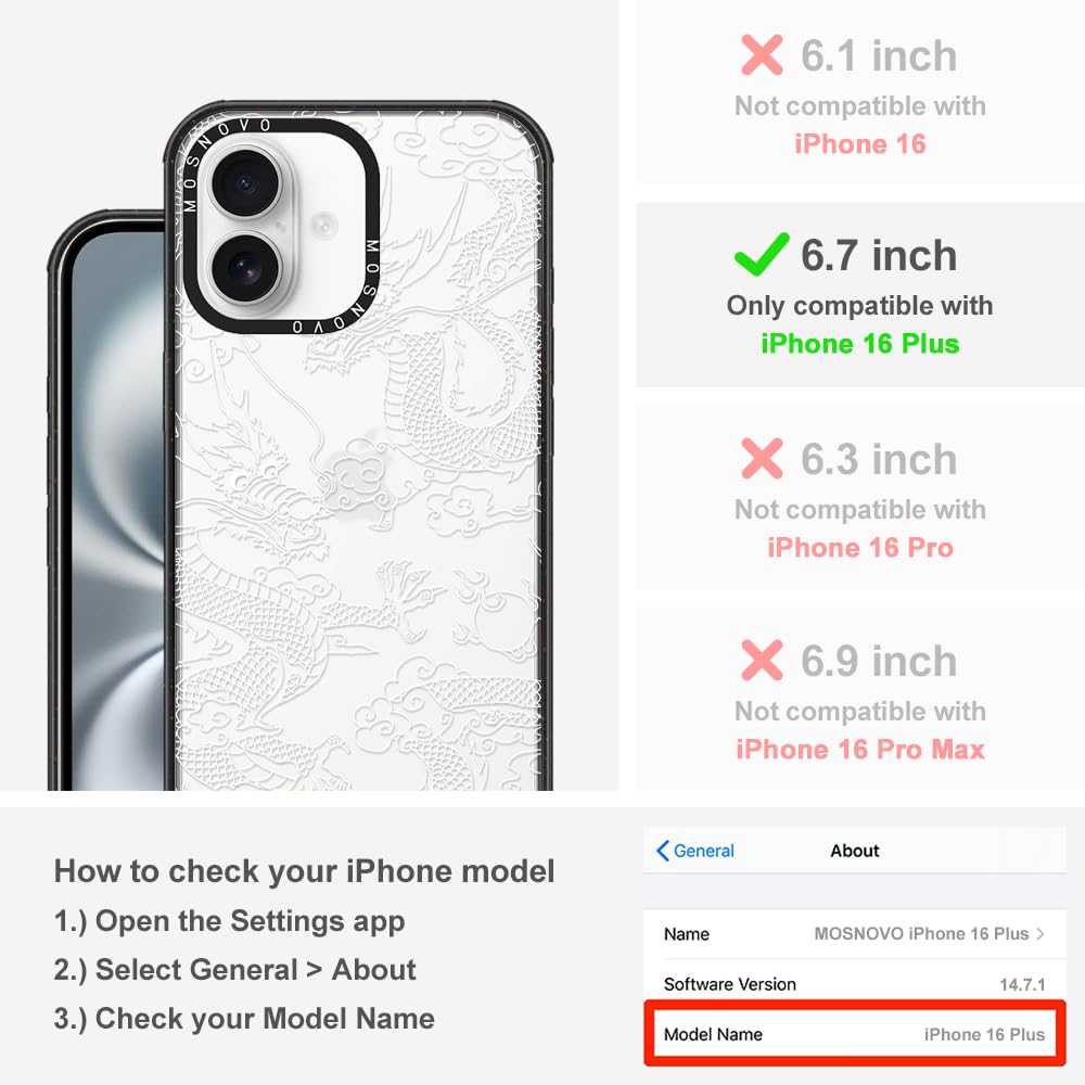 Mosnovo Case For Iphone 16 Plus, [10Ft 4X Military-Grade Drop Protection] Durable & Shockproof Phone Case Cover Design For Iphon