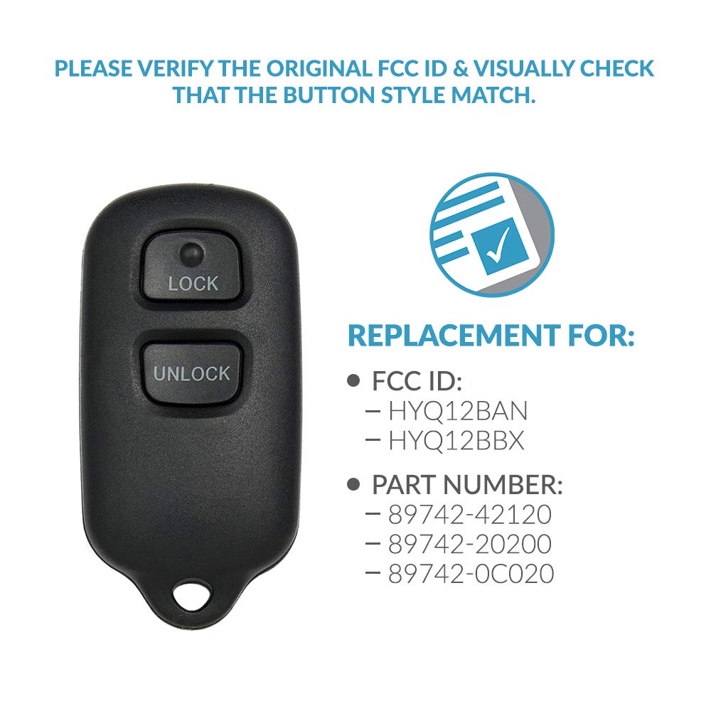 Keyless2Go Replacement For New Keyless Entry Remote Car Key Fob 3 Button Fcc Hyq12Bbx Hyq12Ban