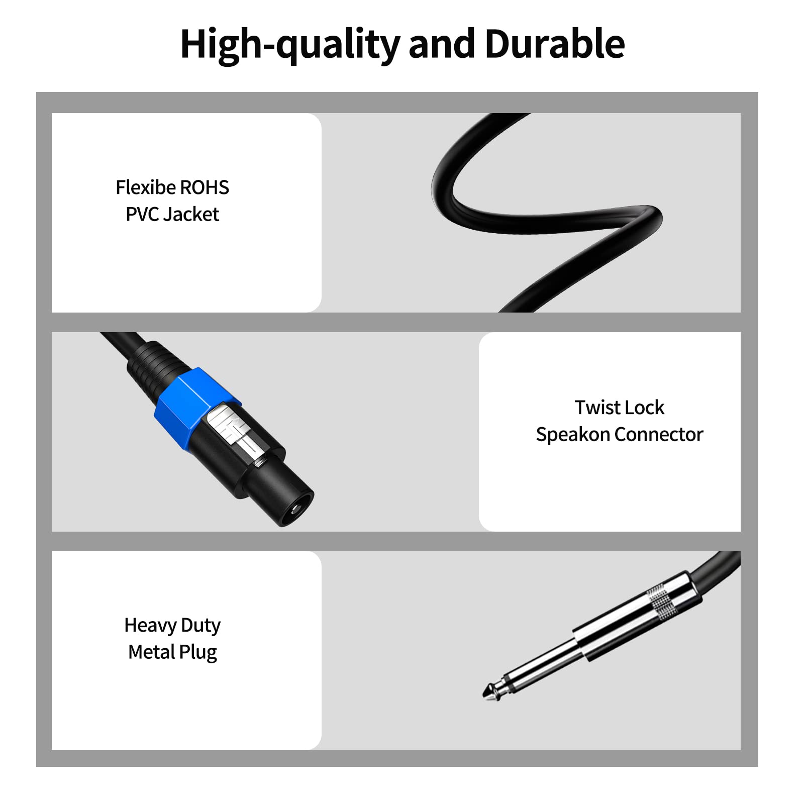 Wdpqyy 2 Pack 50 Feet Audio Speakon To 1/4 Inch Ts Speaker Cable, Professional 12Awg Guage Wire Audio Speaker Cable With Twist L