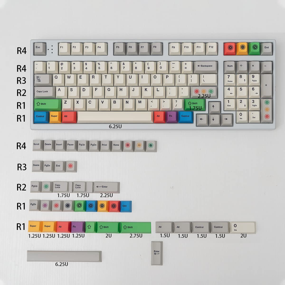Pbt Grey Beige Keycaps Set Cherry Profile 141 Keys Custom Dye Sub Retro Keyboard Keycaps For 60% 65% 70% 100% Cherry Gateron Mx