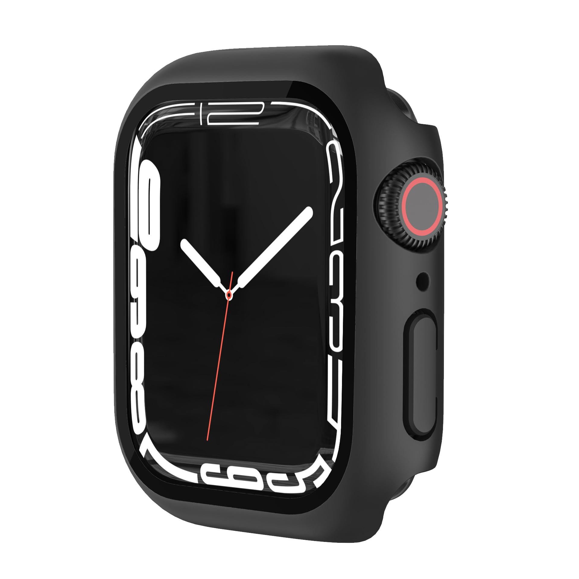 HANKN Hard Matte Case for Apple Watch Series 9 8 7 45mm Tempered Glass Screen Protector Case, Full Coverage Shockproof Bumper Sh