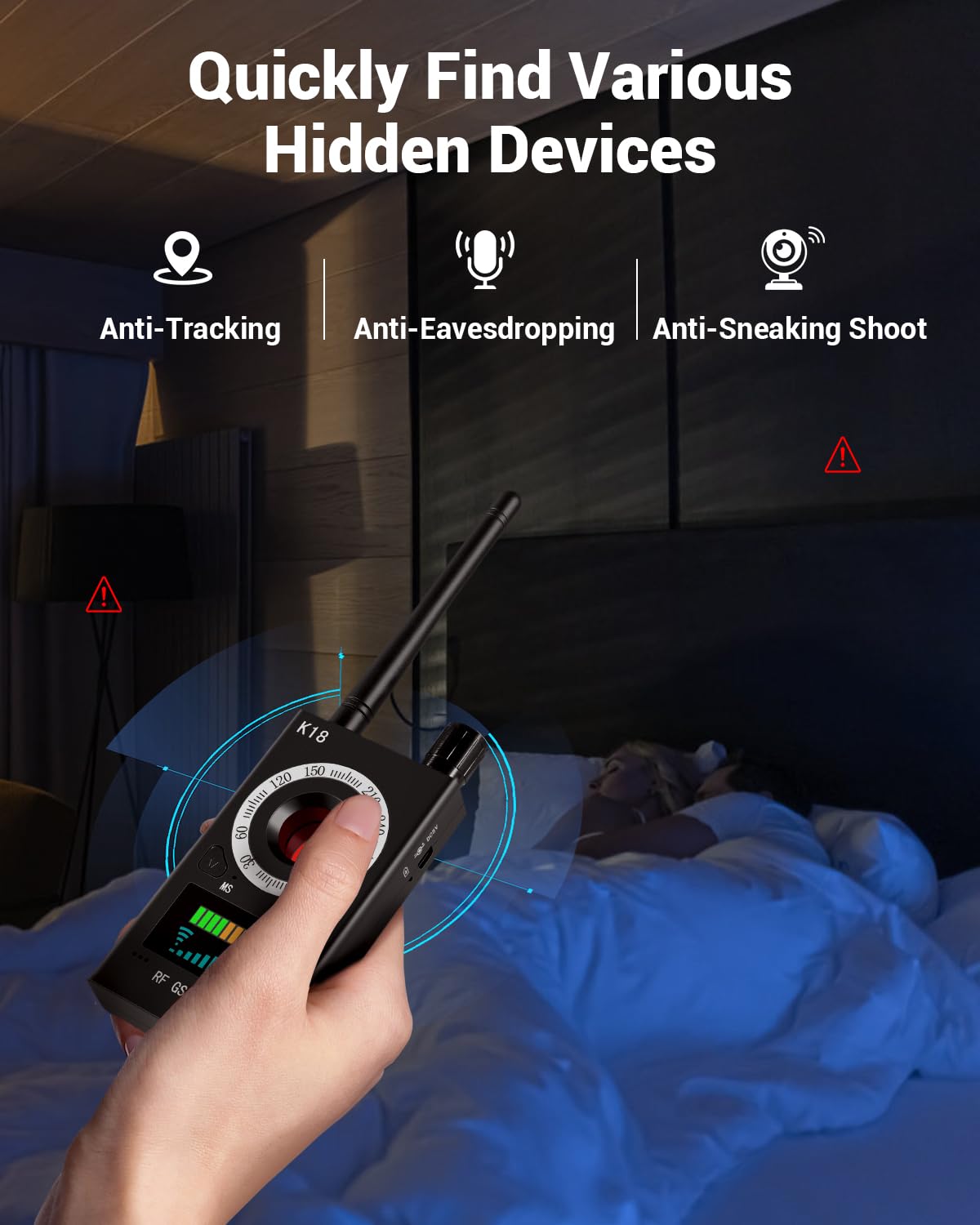 Hidden Camera Detectors, Anti Spy Camera Finder, Gps Tracker Detector, Hidden Devices Detector For Airbnb, Hotels, Bathroom, Hom