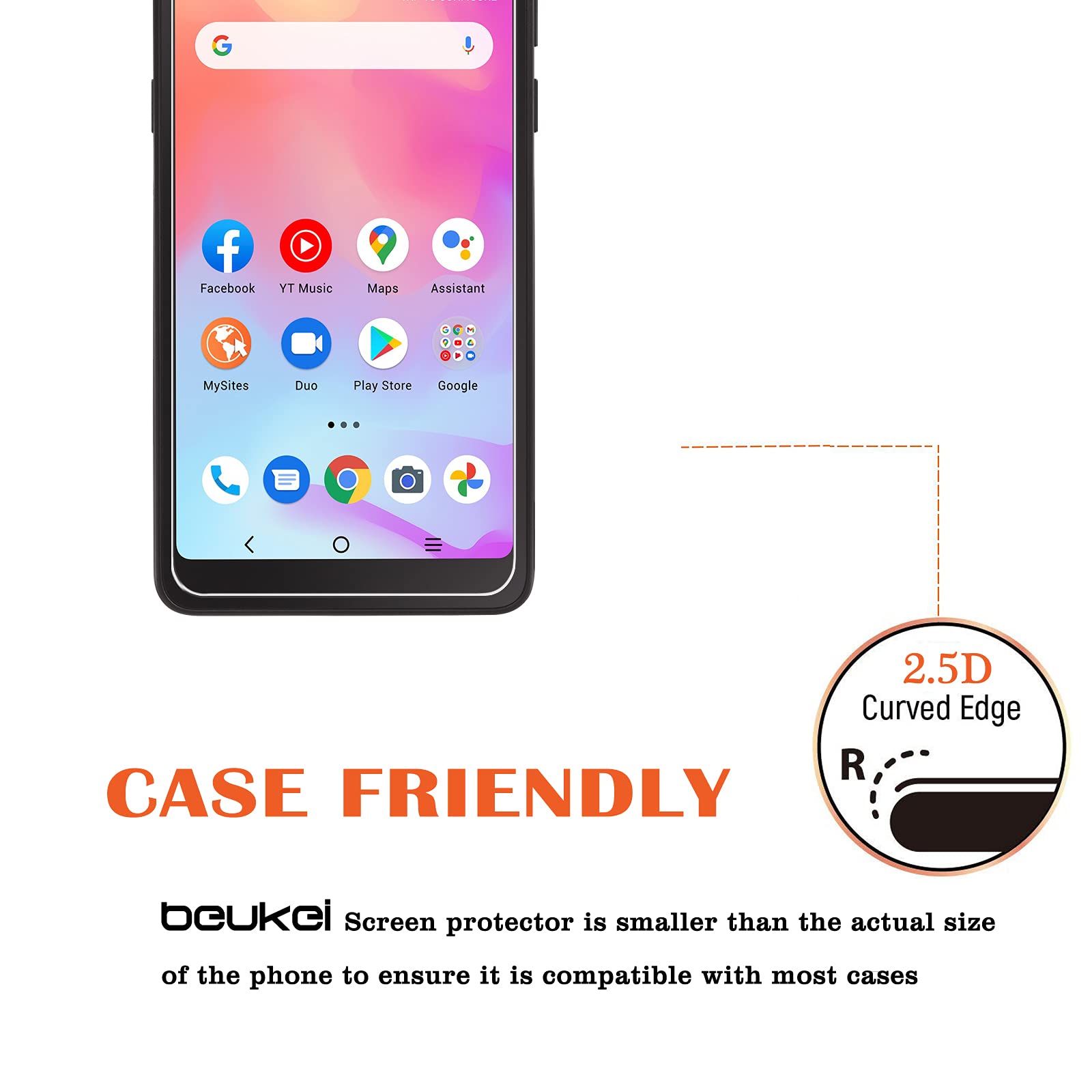 Beukei (3 Pack) Compatible For Alcatel Tcl A3 (A509Dl) Screen Protector Tempered Glass, (55 Inch) Touch Sensitive,Case Friendly,