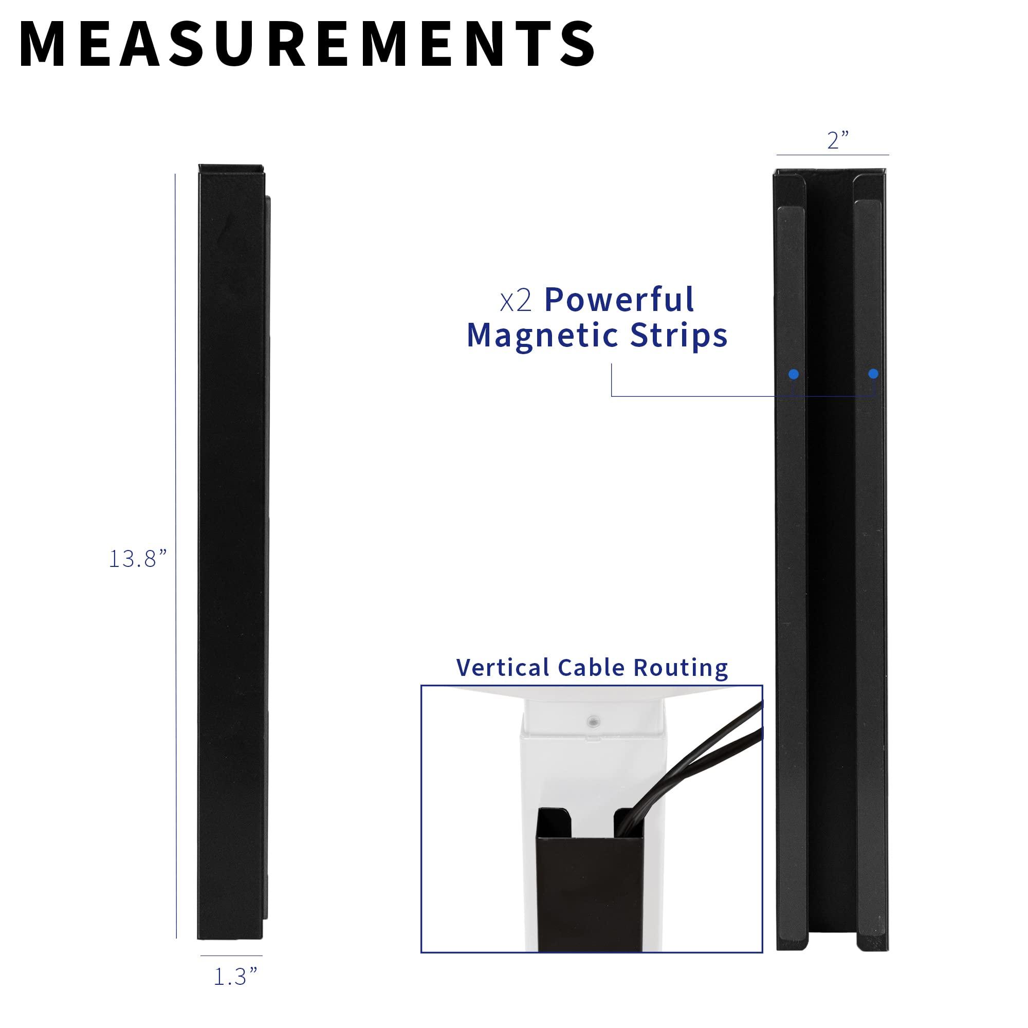 VIVO Steel Magnetic 14 inch Cable Management Channel for Under Desk Leg, No Drill Cord Organizer for Home Office, Black, DESK AC01 1MB