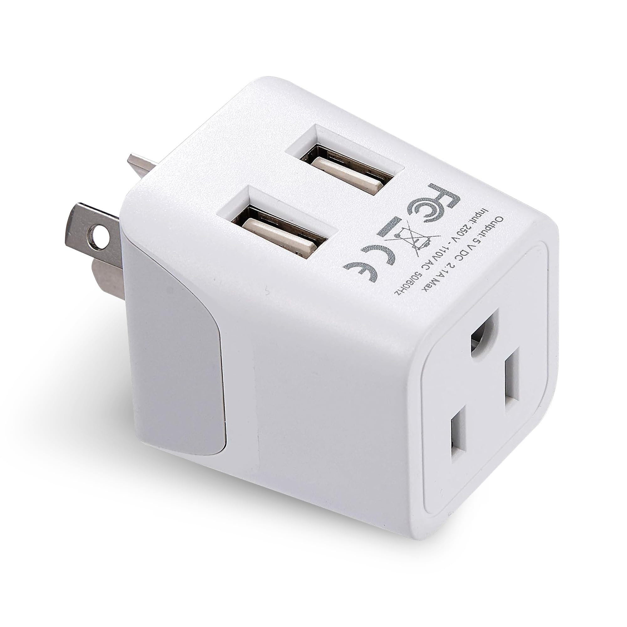 Ceptics Australia, New Zealand, China Travel Adapter Plug - Dual USB Input - Ultra Compact - USA to Type I - Perfect for Cell Ph