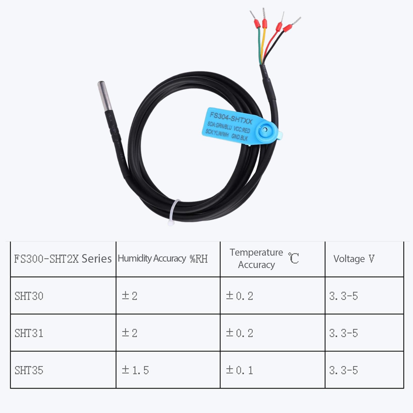 Yanmis Sensor Probe, I2C Interface Soil Temperature & Humidity Sensor Probe Soil Tester Digital Waterproof Sensor Monitoring Met