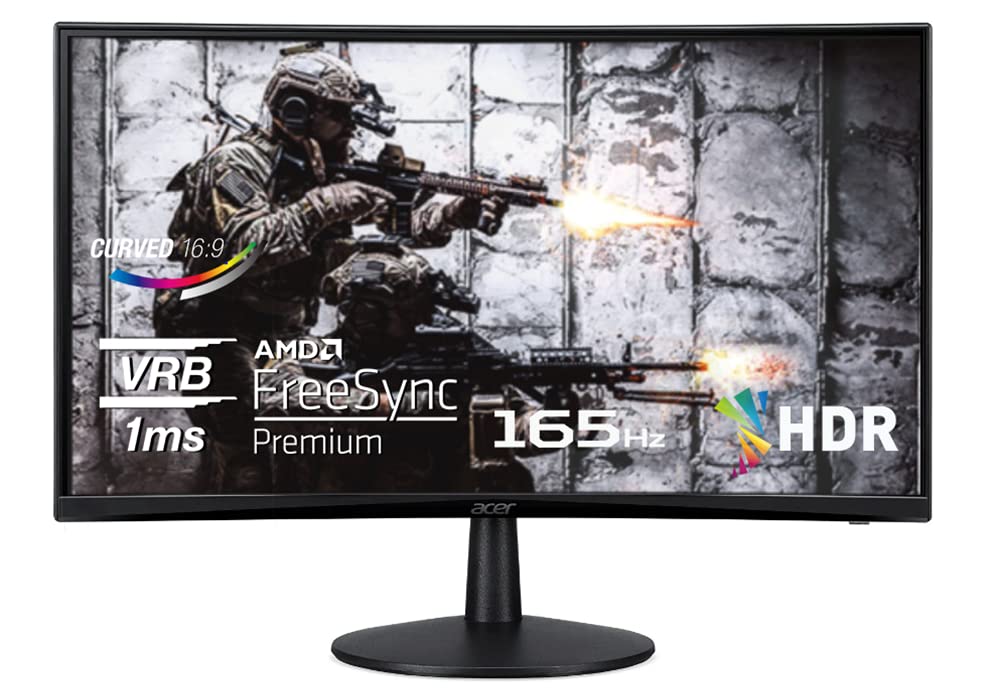 Acer Nitro Ed240Q Sbiip 23.6'' Full Hd 1920 X 1080 Va 1500R Curved Gaming Monitor | Amd Freesync Premium | 165Hz Refresh Rate |