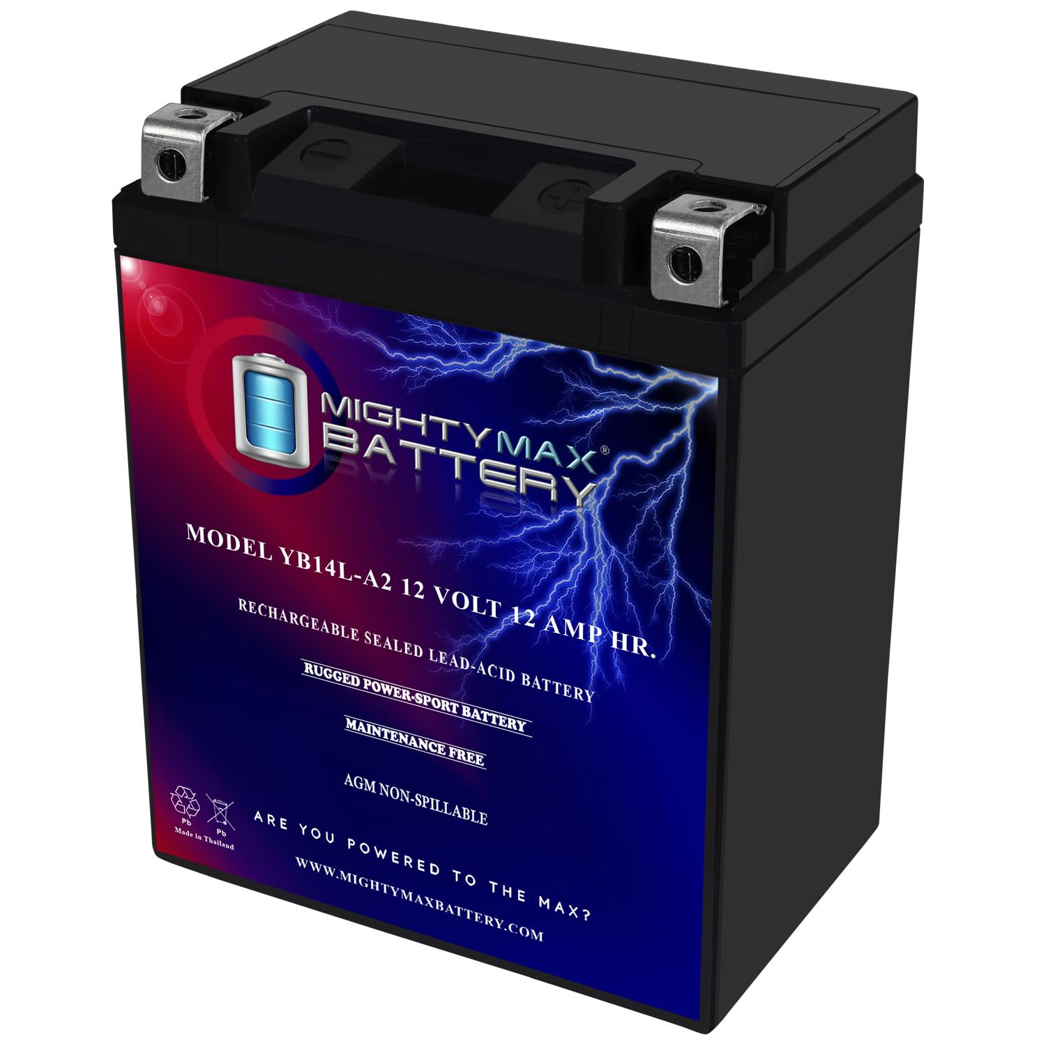 Mighty Max Battery YB14L-A2-12 Volt 12 AH, 210 CCA, Rechargeable Maintenance Free SLA AGM Motorcycle Battery