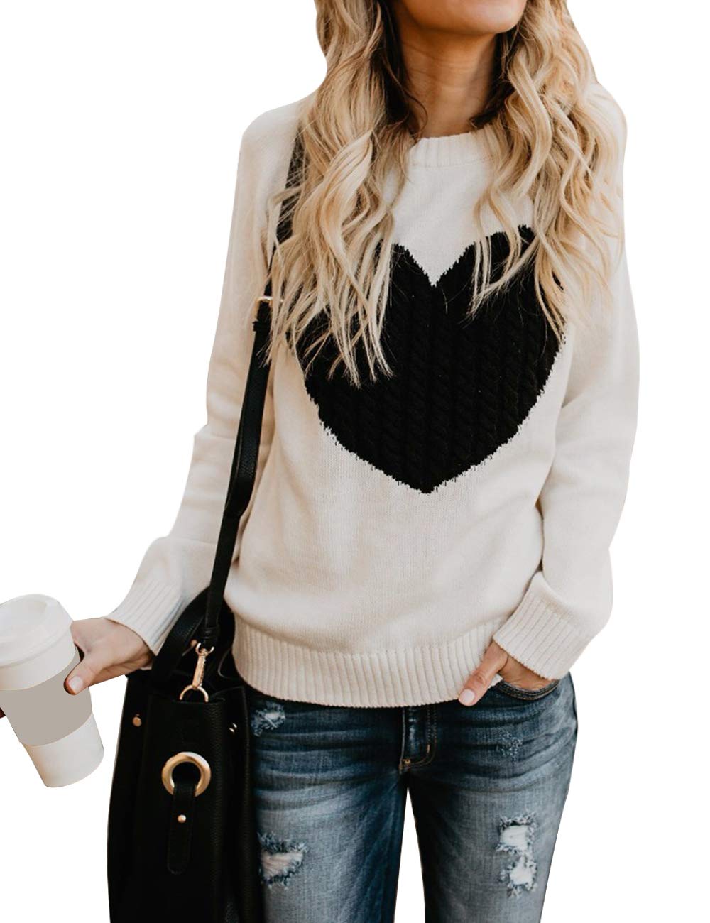 Alsol Lamesa Sweaters For Women Long Sleeve Heart Sweaters Soft Womens Sweaters Crewneck Pullover Sweaters For Women