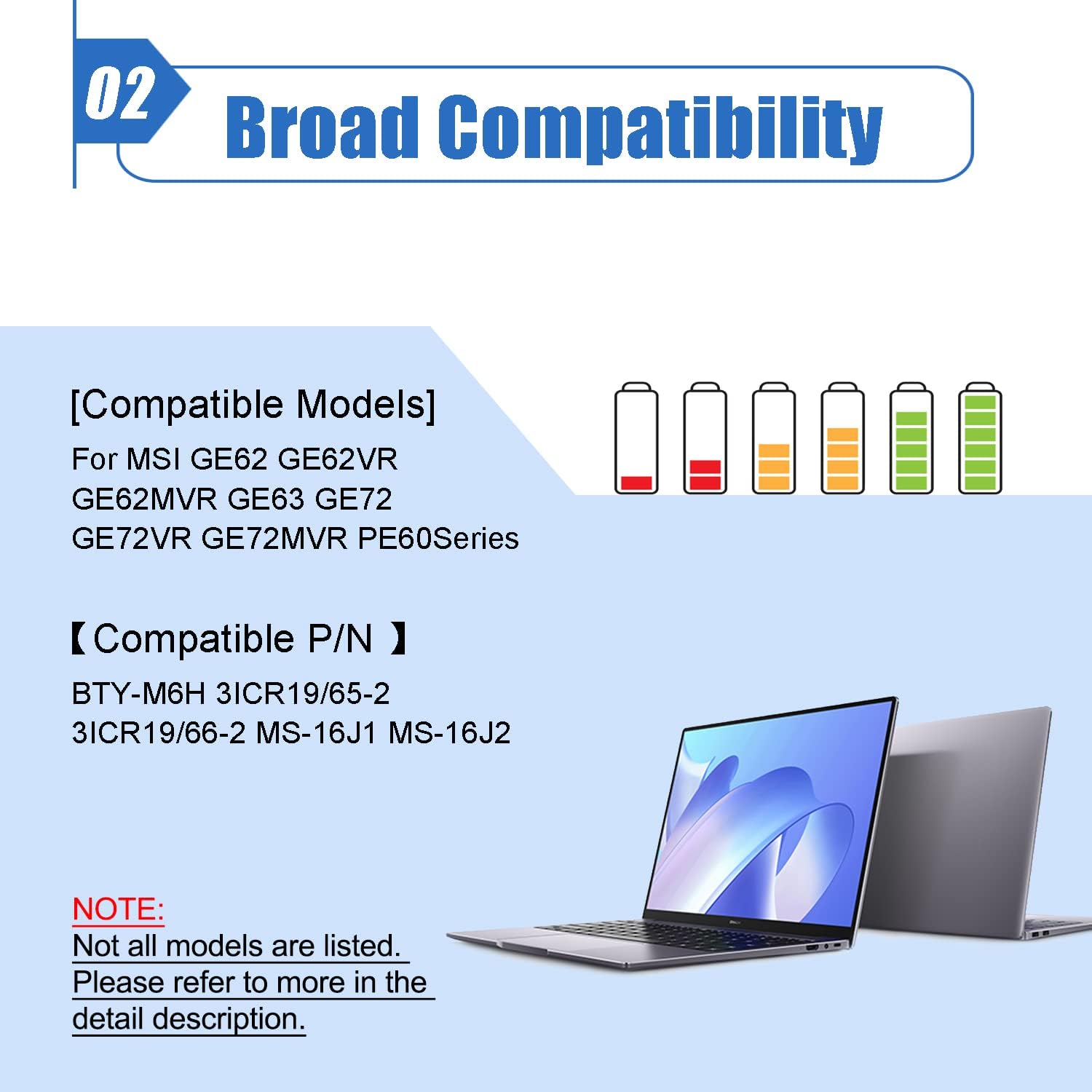 Dentsing Bty M6H Laptop Battery Compatible With Msi Ge72 Gp62 Gl62M Ge62 Pe60 Pe70 Gp72 Series Notebook Ge62Vr Ge63 Ge63Vr Ge72V