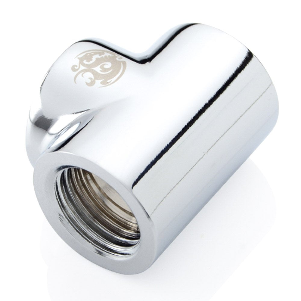 Bitspower T-Block Fitting with Triple G1/4 Female, Silver Shining