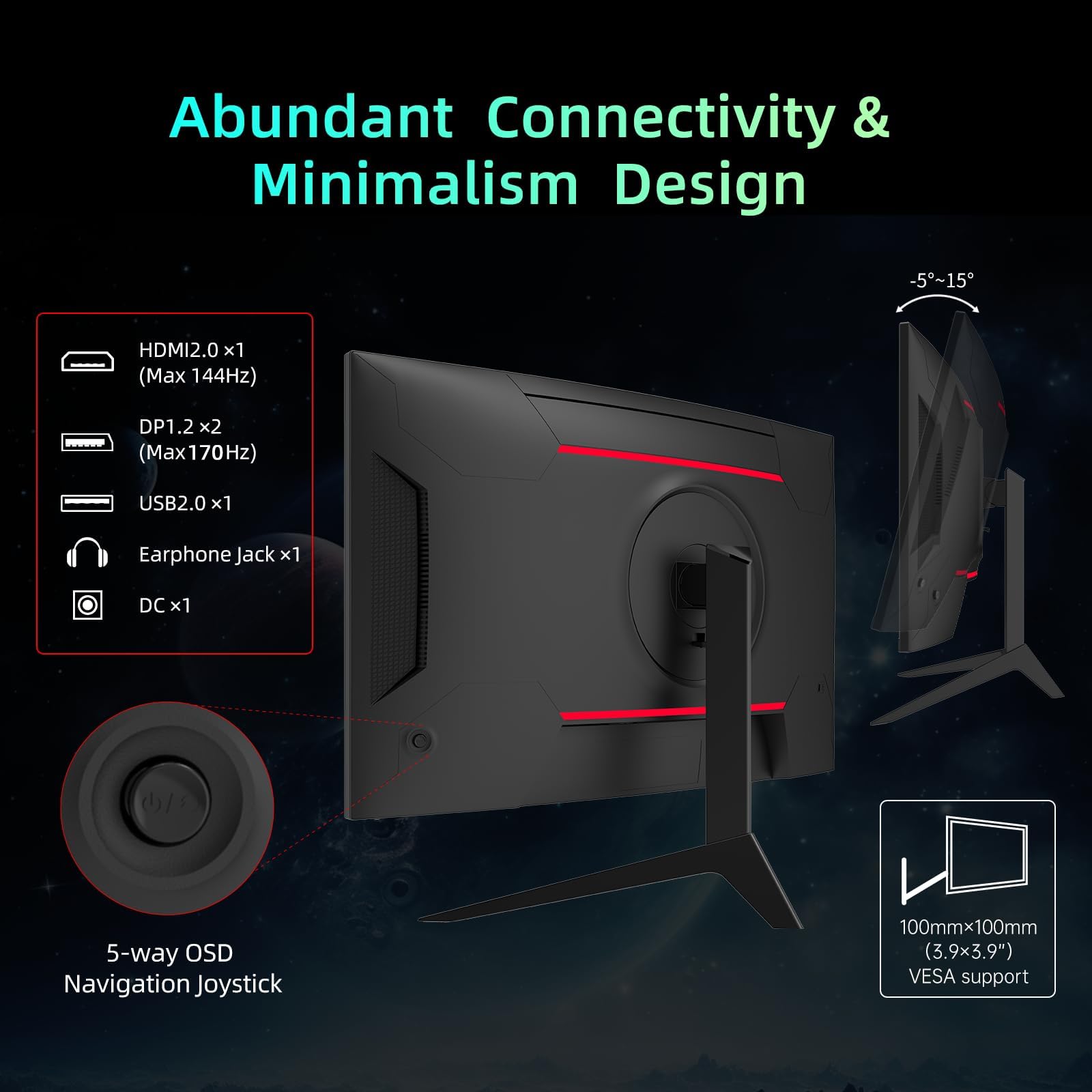 Ktc 32 Inch Curved Gaming Monitor, 165Hz 1Ms Mprt, 2K 1440P 144Hz Monitor, 1500R Hva Display, Freesync Premium, Hdr, 120% Srgb,