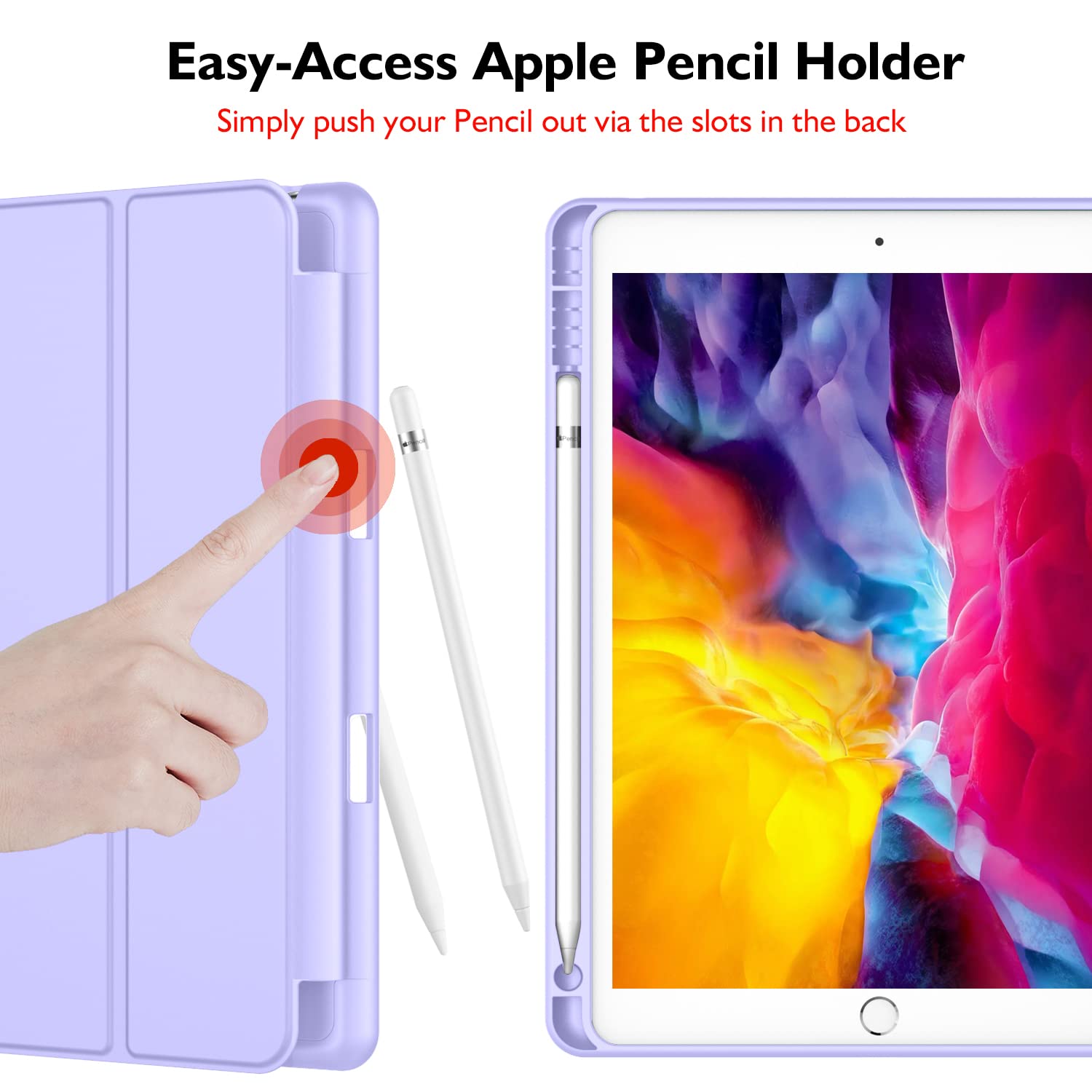 Imieet Ipad 9.7 Case (2018/2017 Model, 6Th/5Th Generation), Smart Cover With Pencil Holder And Soft Baby Skin Silicone Back And Full Body Protection, Auto Wake/Sleep Cover (Light Purple)