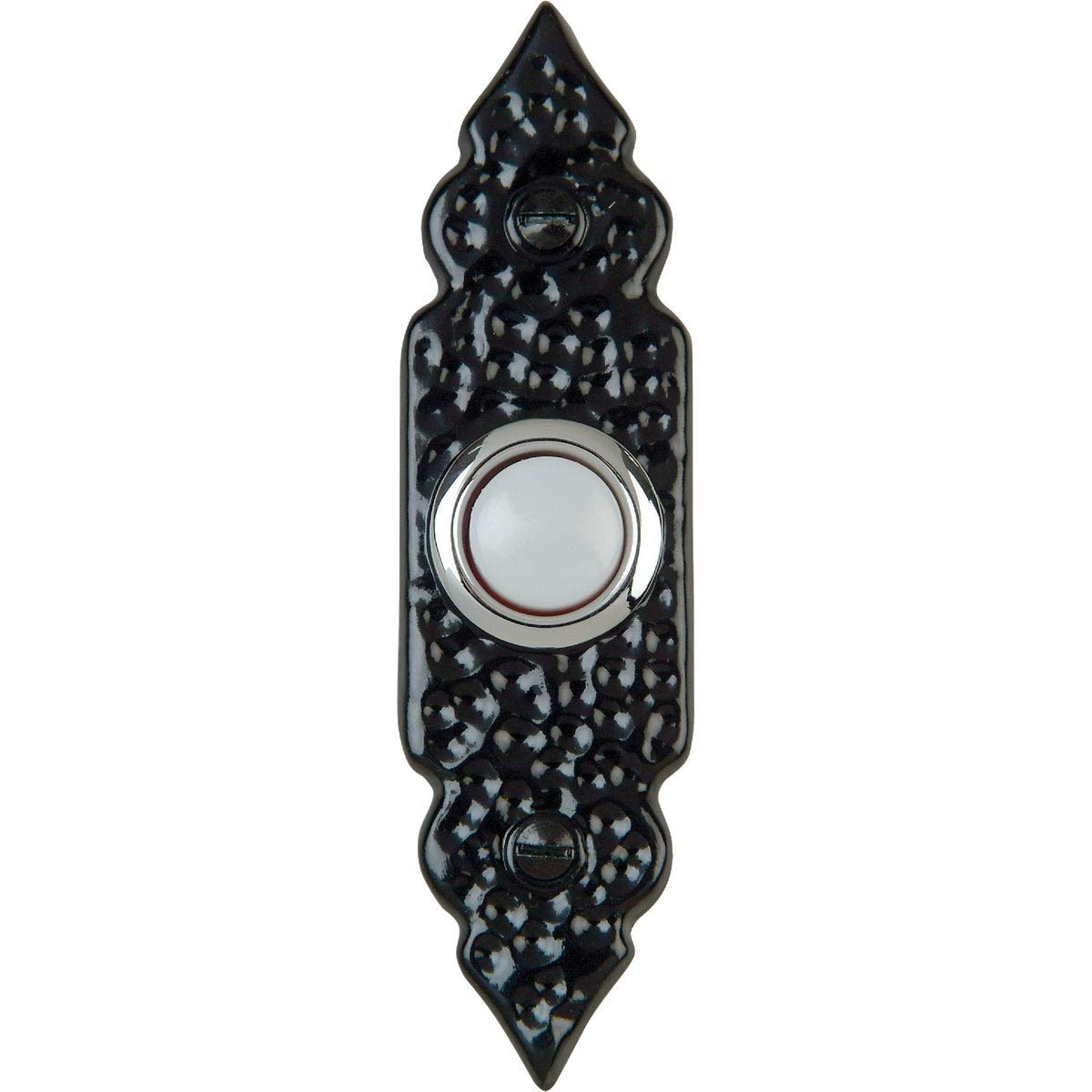 Iq America Dp1204A Wired Antique Hammered Surface Mounted Traditional Doorbell Pushbutton White Push Button With Polished Brass