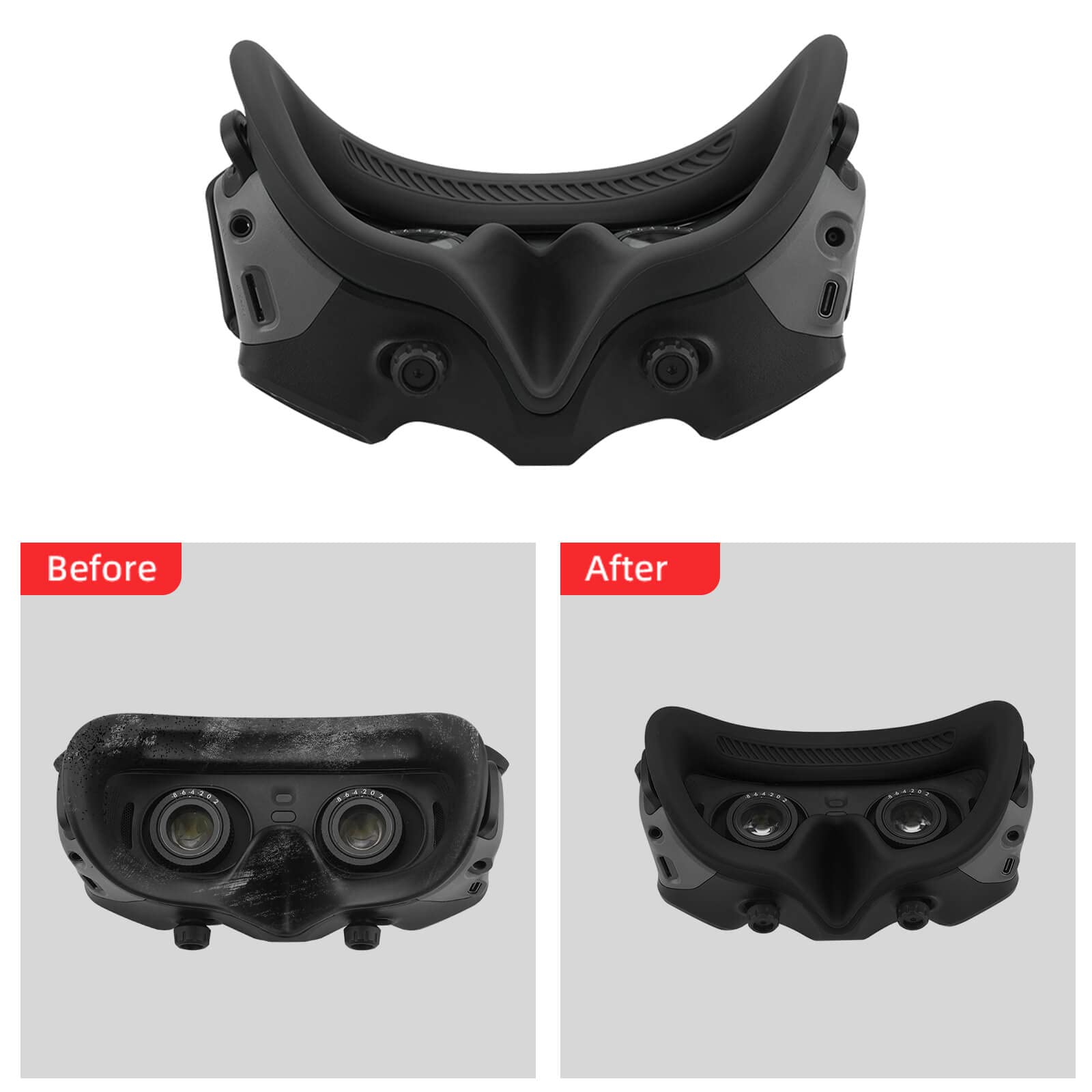Heiyrc Silicone Eye Pad For Dji Avata Goggles 2 Face Cushion Cover Sweat Proof Non Slip Washable Face Padding Accessories(Black)