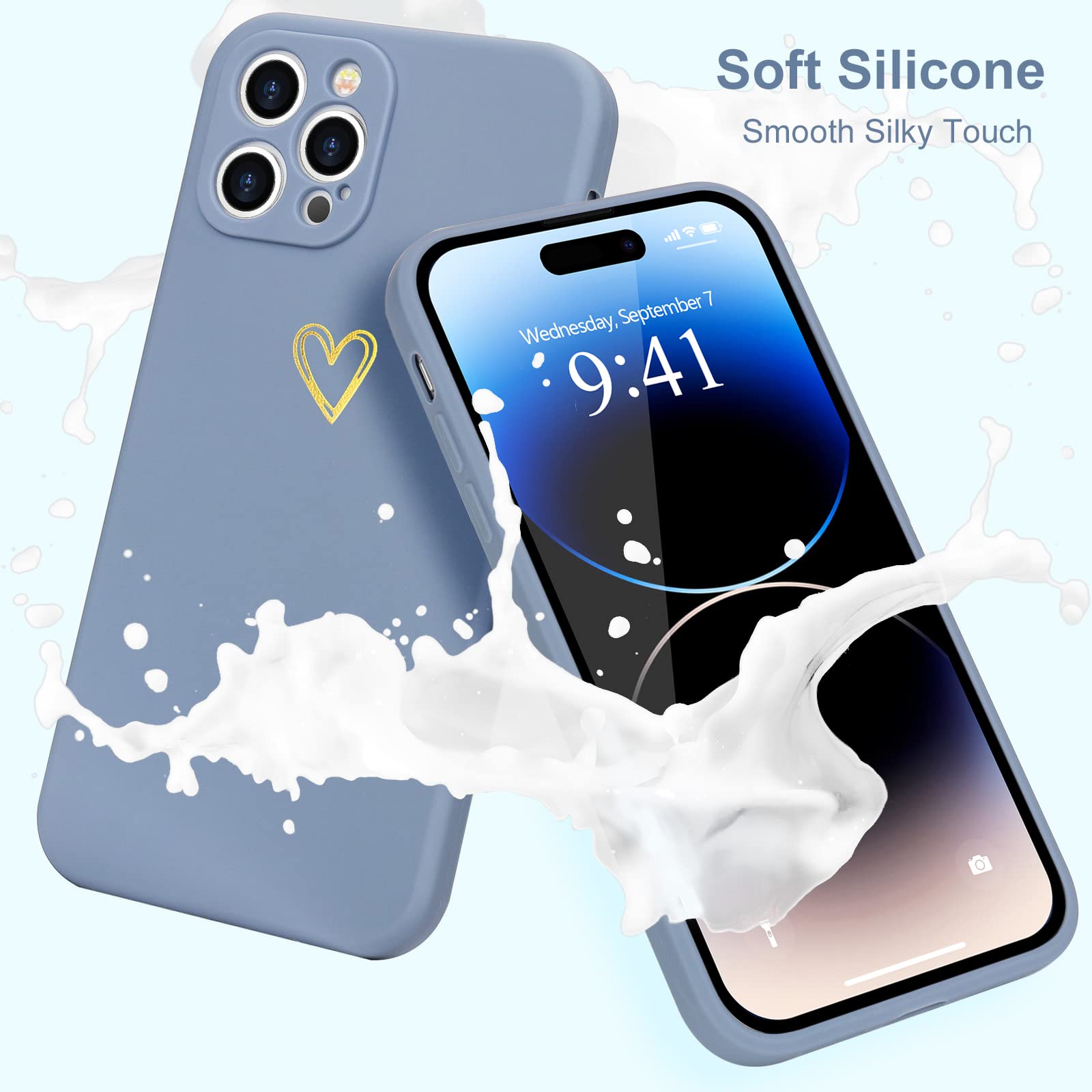 Wirvyuer For Iphone 14 Pro Max Case Cute Slim Shockproof Phone Case With Wireless Charging Support And Protection, Beige