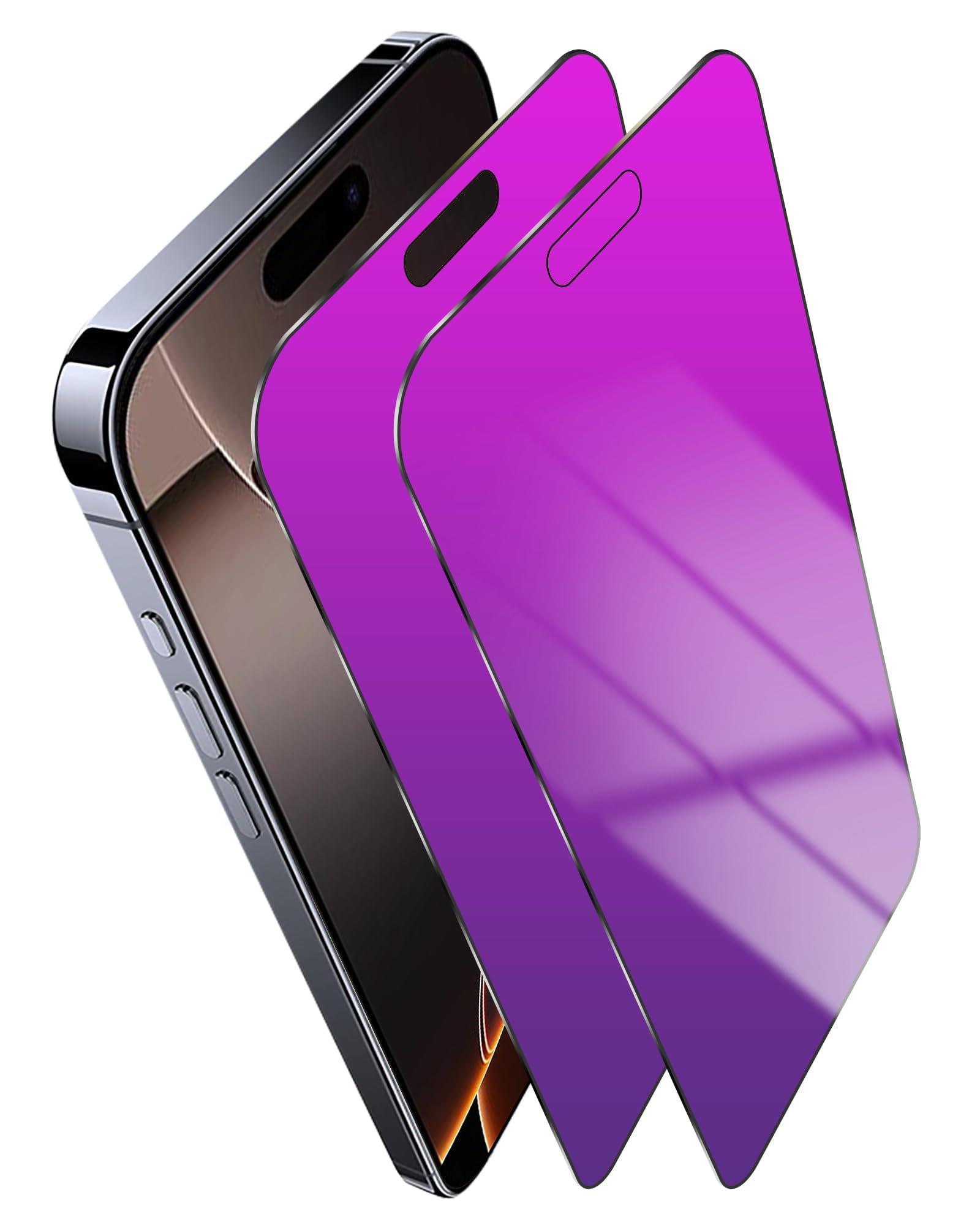 Westillux 2 Pack for iPhone 16 Pro Max Privacy Screen Protector Gradient Colorful for 16 ProMax Anti-Spy Tempered Glass Mirror A