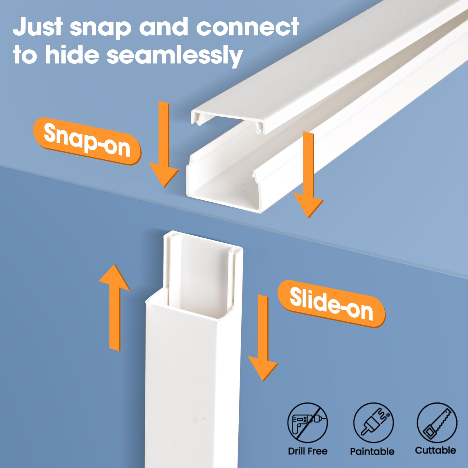 110In Cord Hider Kit, Cord Covers For Wires On Wall, Paintable Cable Raceway, Cord Hider For Wall Mount Tv, Tv Cable Hider Wall