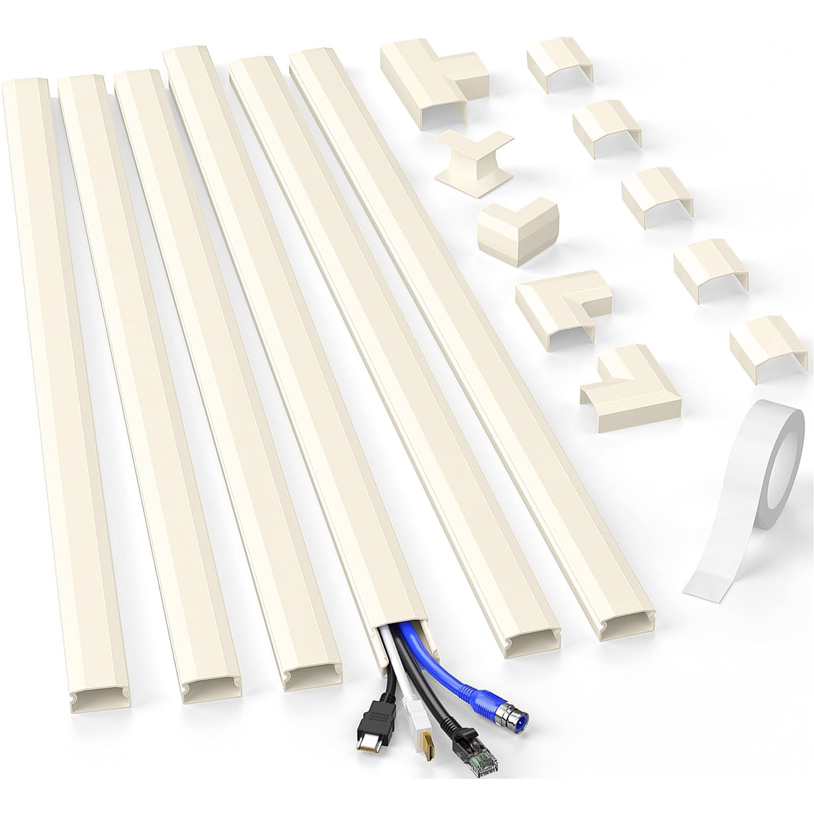 Delamu Cord Hider, 94.5In Cord Covers For Wires On Wall, Large Cable Hider Wire Covers For Cords, Wire Hiders For Tv On Wall, Ea