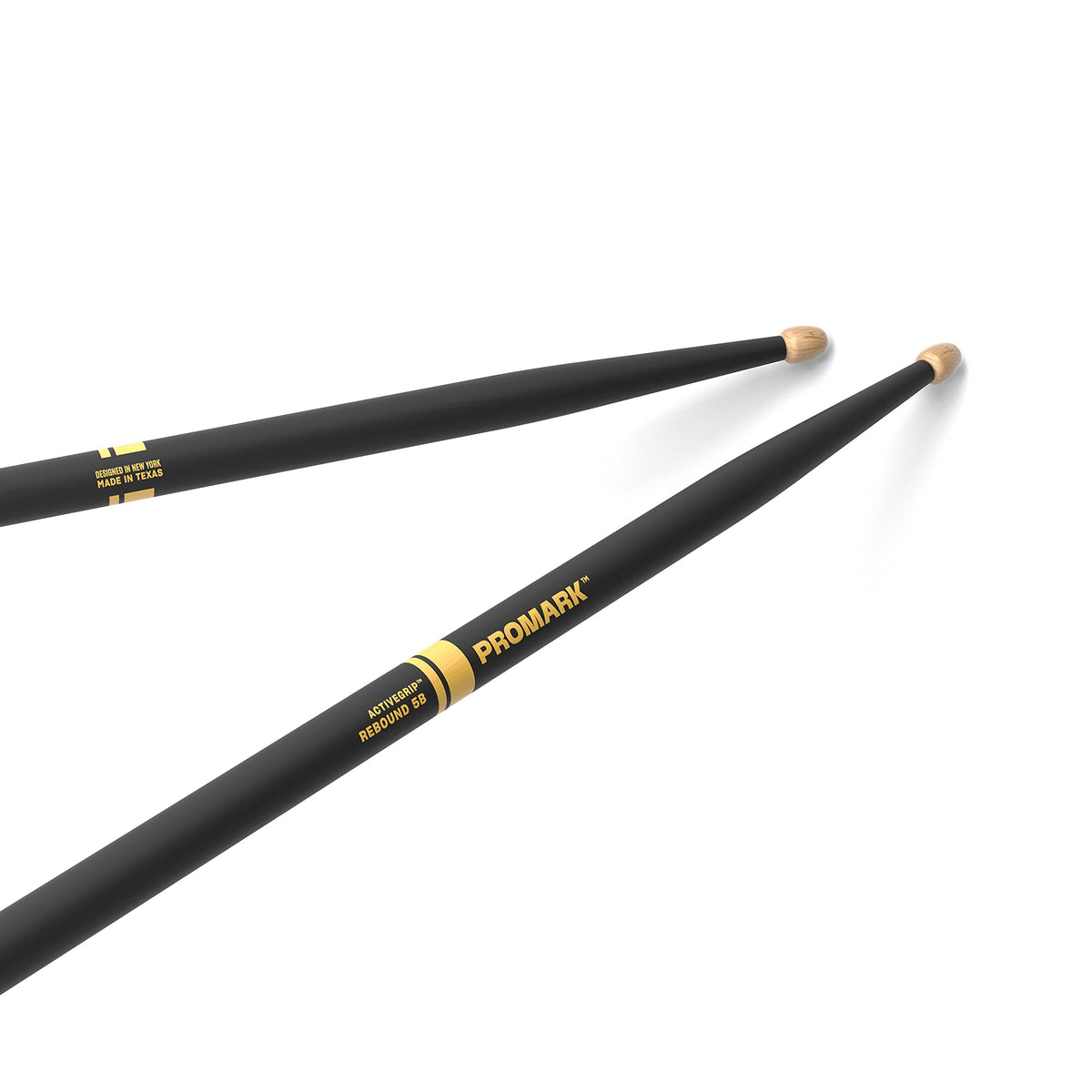 Promark Activegrip Drum Sticks   Rebound 5B Drumsticks   For Secure, Comfortable Grip   Gets Tackier As Your Hands Sweat   Hickory Wood   Acorn Tip, Black, One Pair