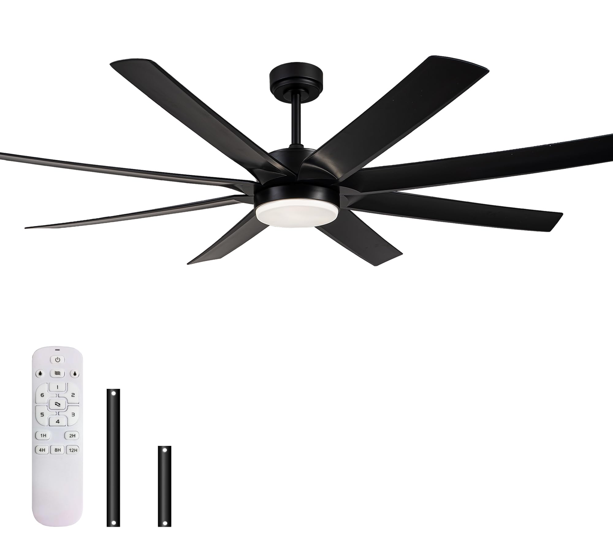 OUPAVOCS 72 inch Ceiling Fan with Lights Remote Control, Large Ceiling Fan with Reversible DC Motor and 3CCT Led, Chandelier Bla
