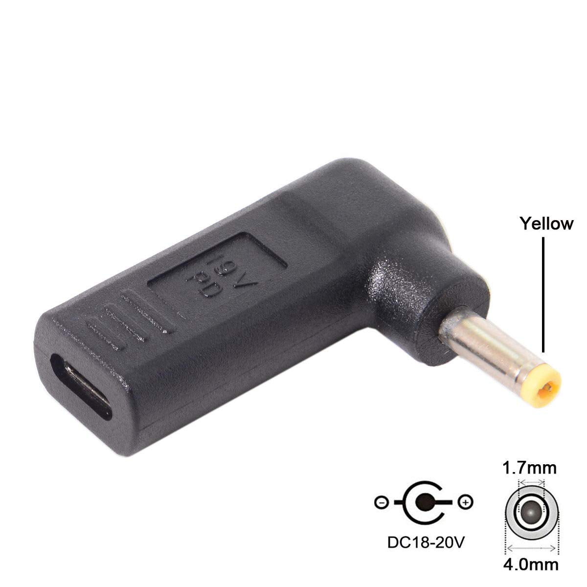 Chenyang Usb C To Dc 4.0X1.7Mm Pd 65W Emulator Trigger 90 Degree Angled Adapter